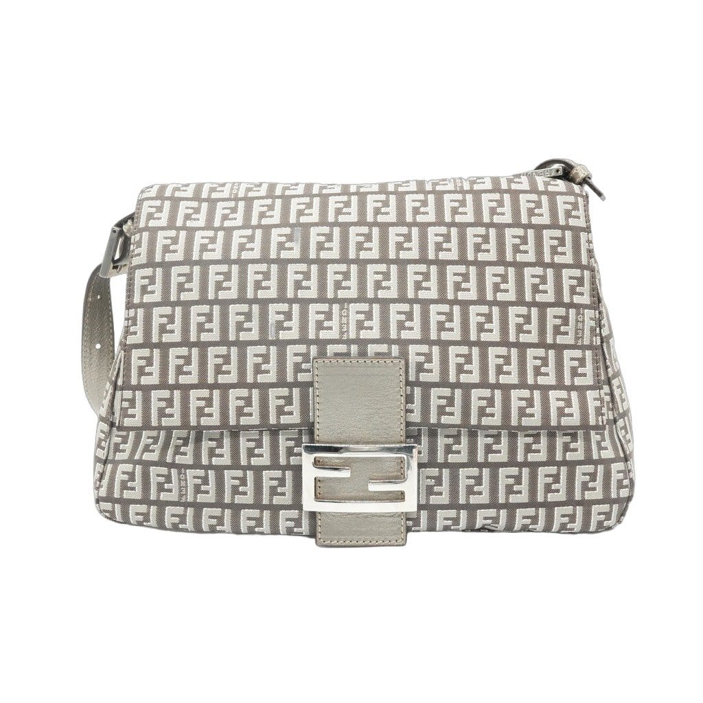 Fendi Zucchino Grey/Silver Shoulder Bag