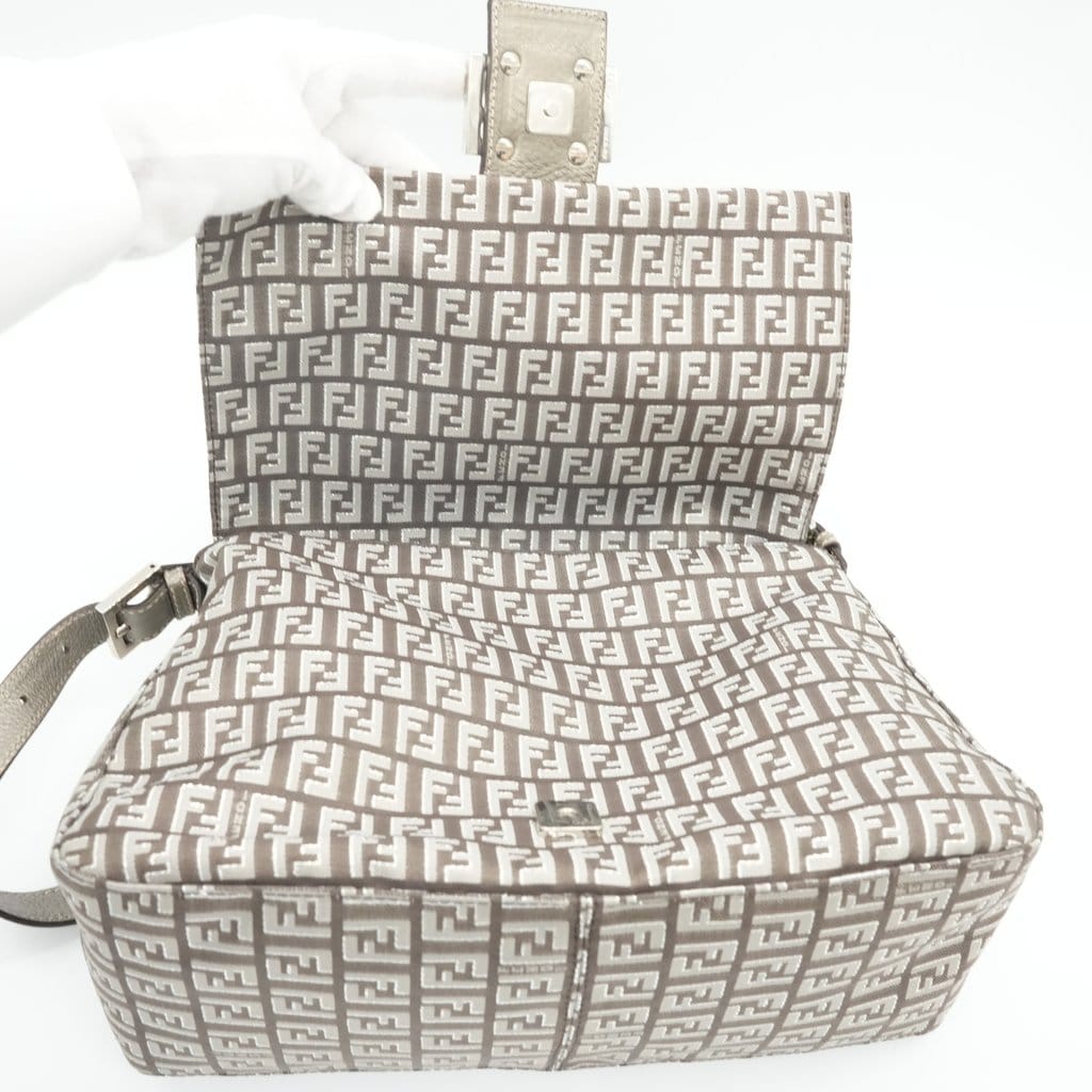 Fendi Zucchino Grey/Silver Shoulder Bag