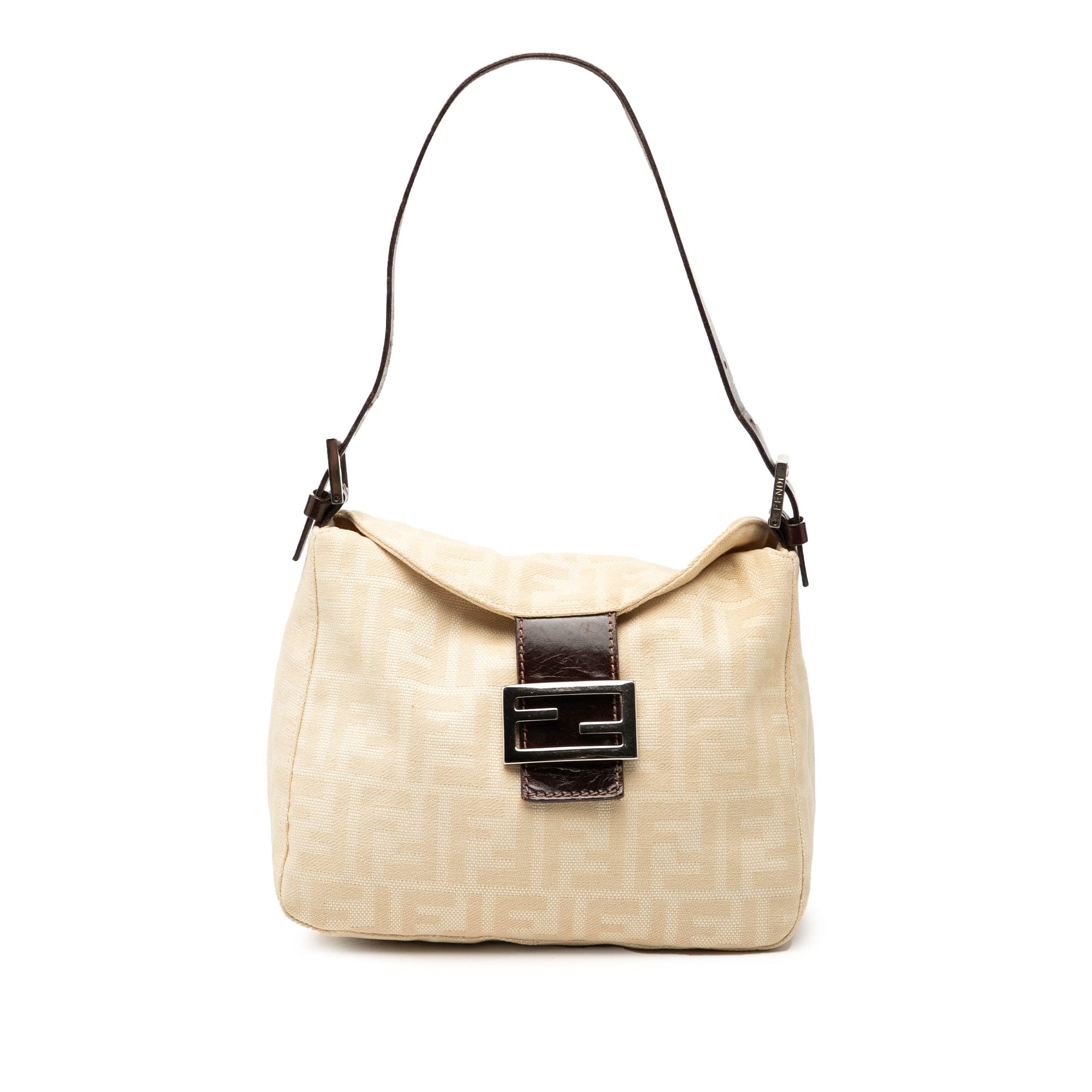 Fendi Zucca Canvas Double Flap Shoulder Bag