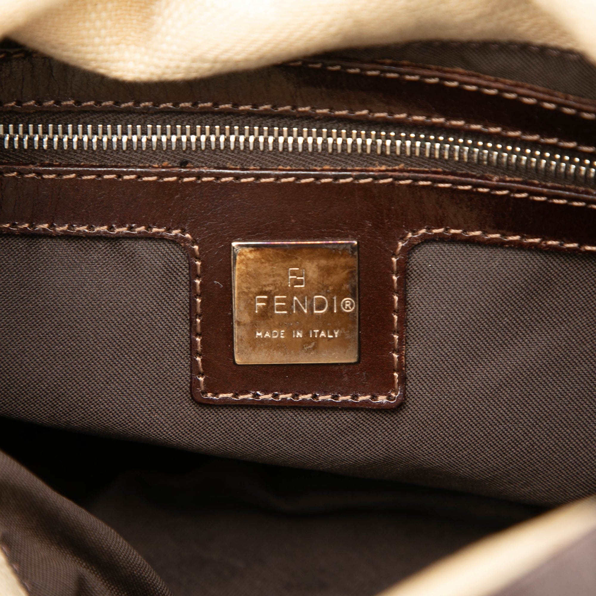 Fendi Zucca Canvas Double Flap Shoulder Bag