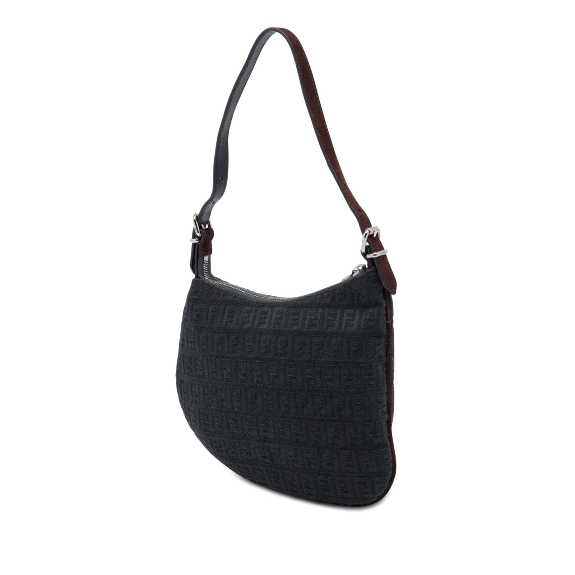 Fendi Zucchino Canvas Oyster Shoulder Bag