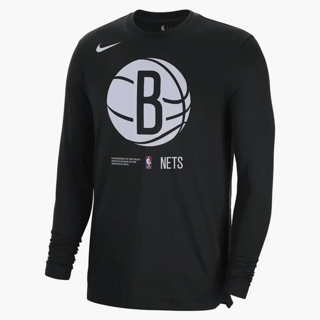 Nike Nba Brooklyn Nets Dri - fit Loose Fit Long Sleeve T - shirt Black