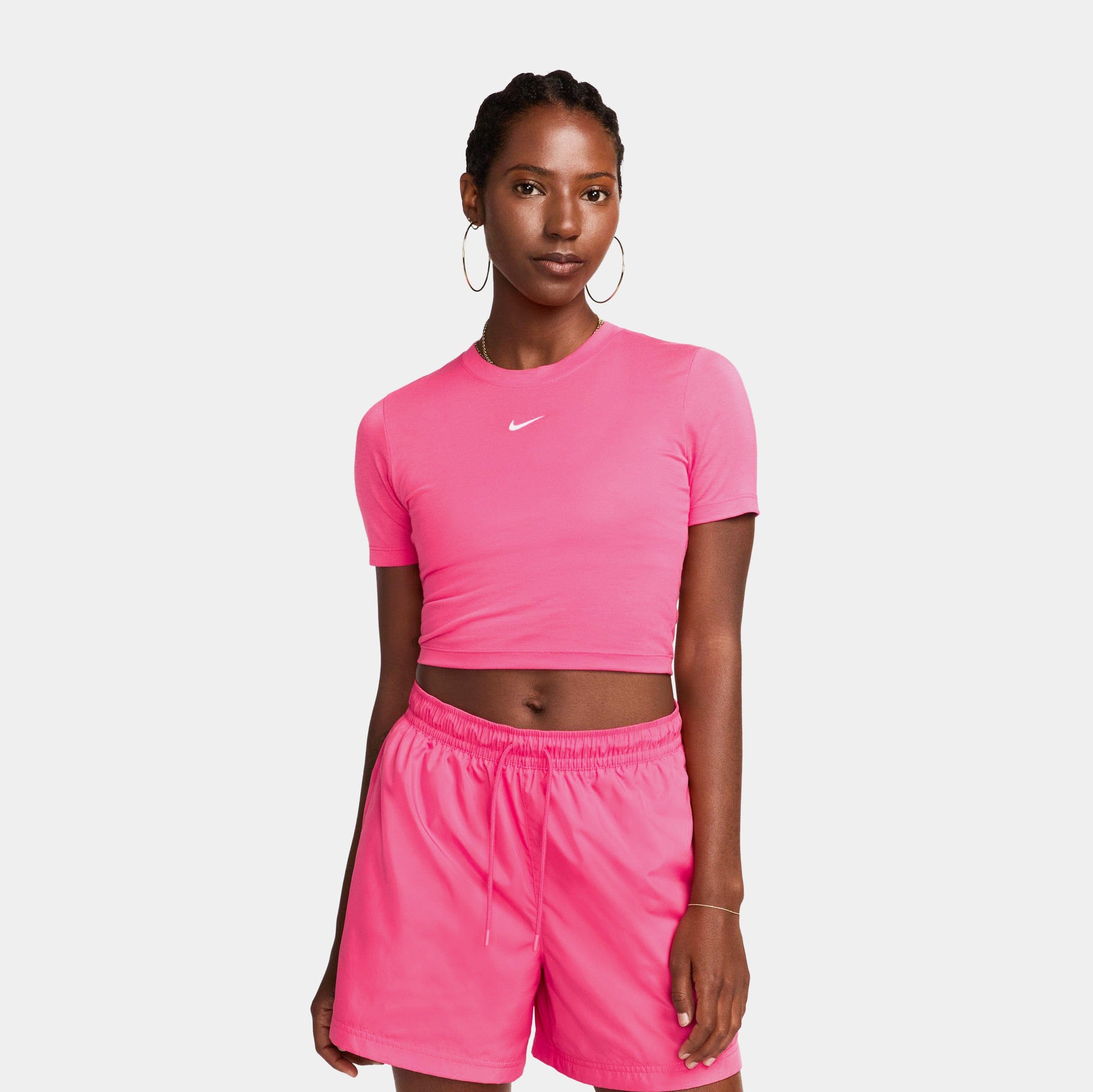 Nike NSW Slim Crop Womens Short Sleeve Shirt (Pink)