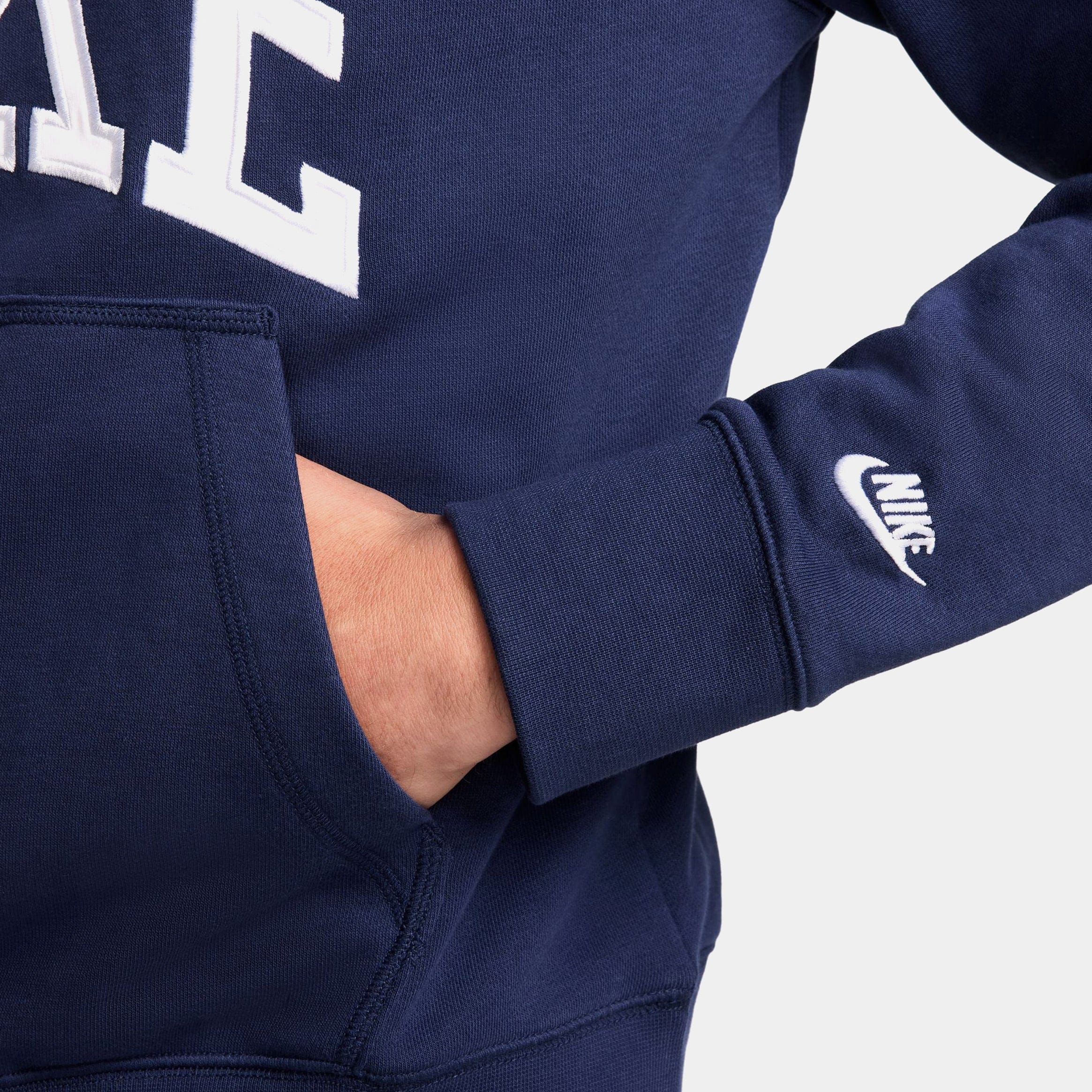Nike NSW Club Fleece Polo Mens Long Sleeve Shirt (Navy/White)