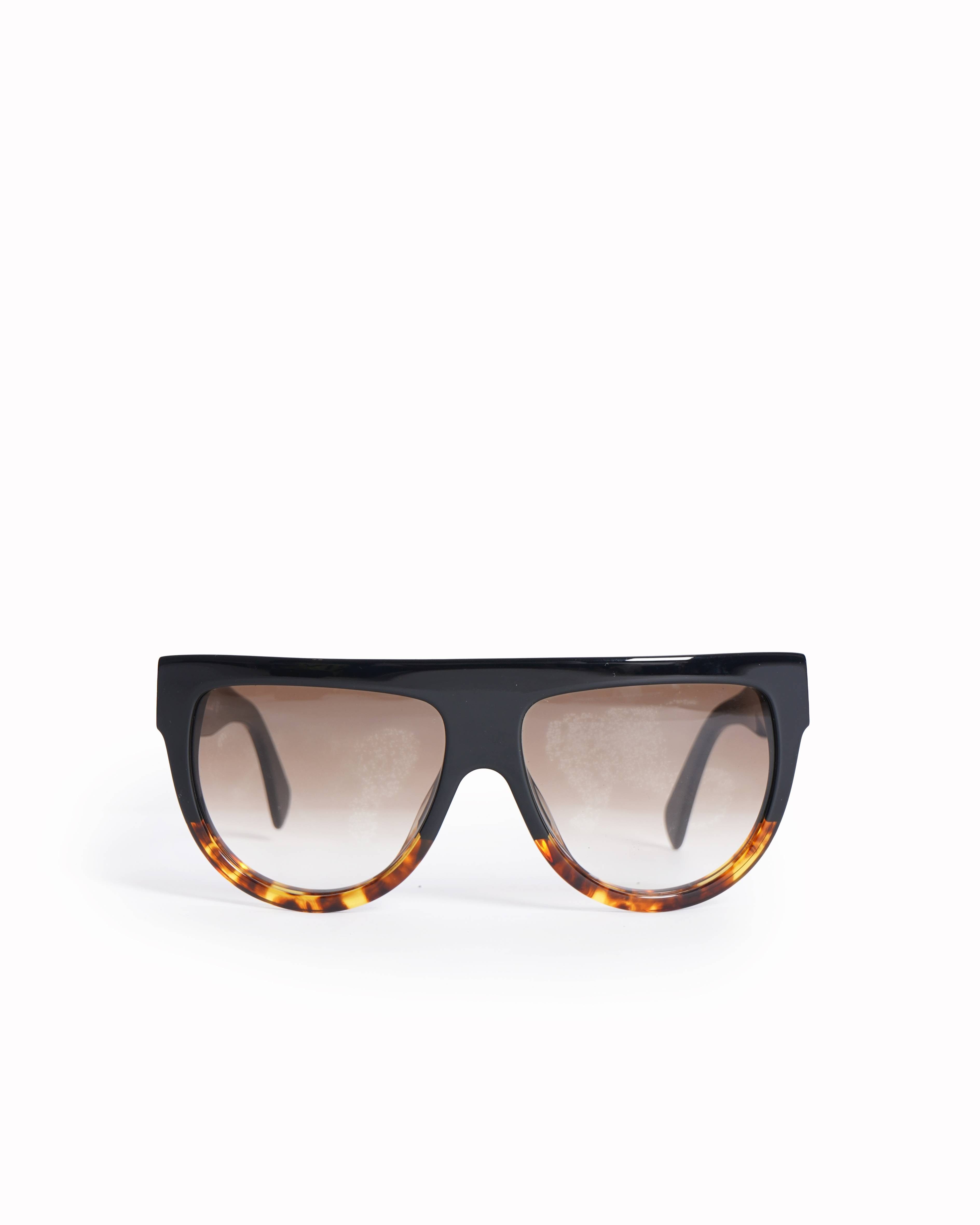Celine New Celine Two - Tone Black & Tortoiseshell Flat - Top Sunglasses