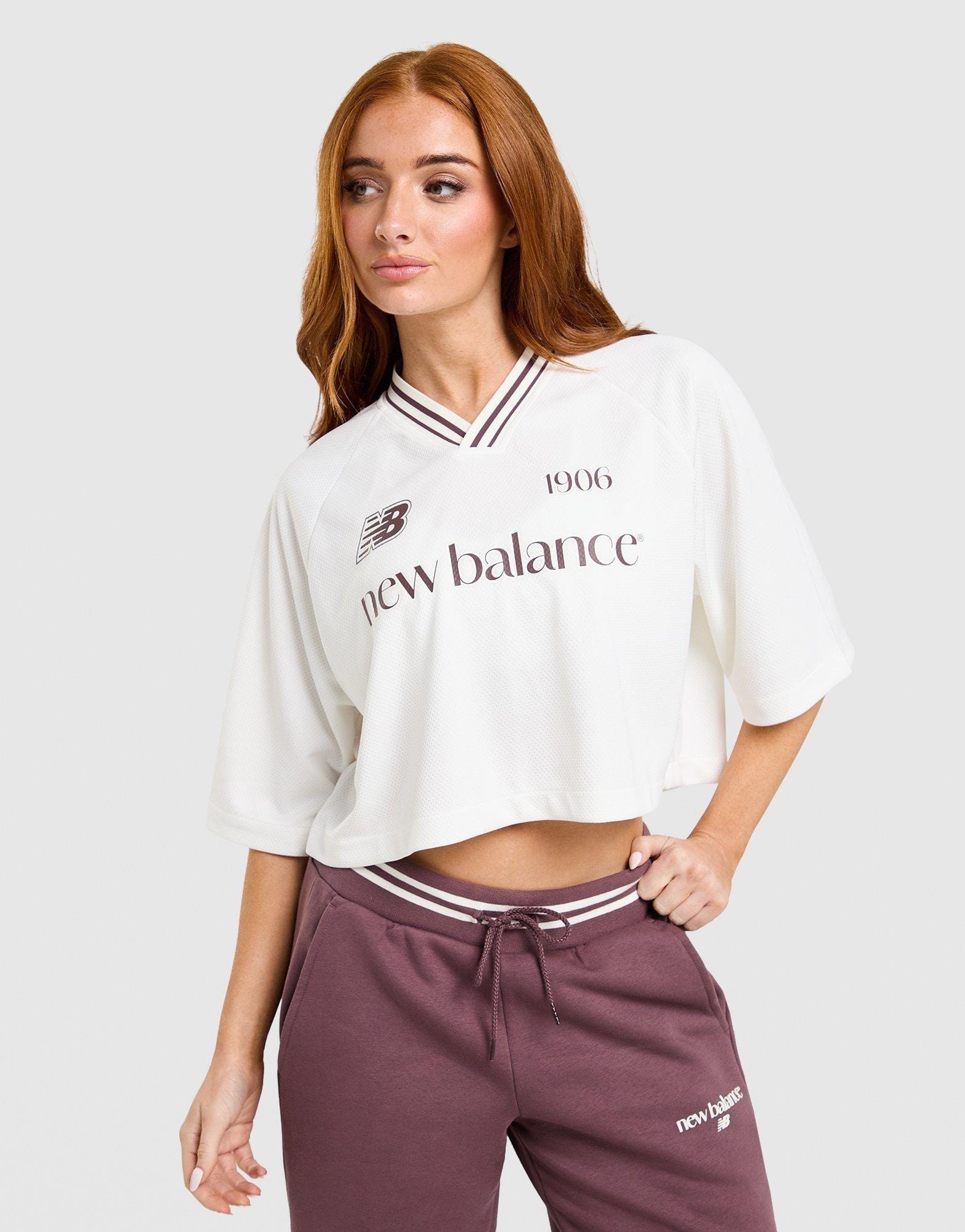 New Balance Crop Rib Sport Jersey Short Sleeve Top