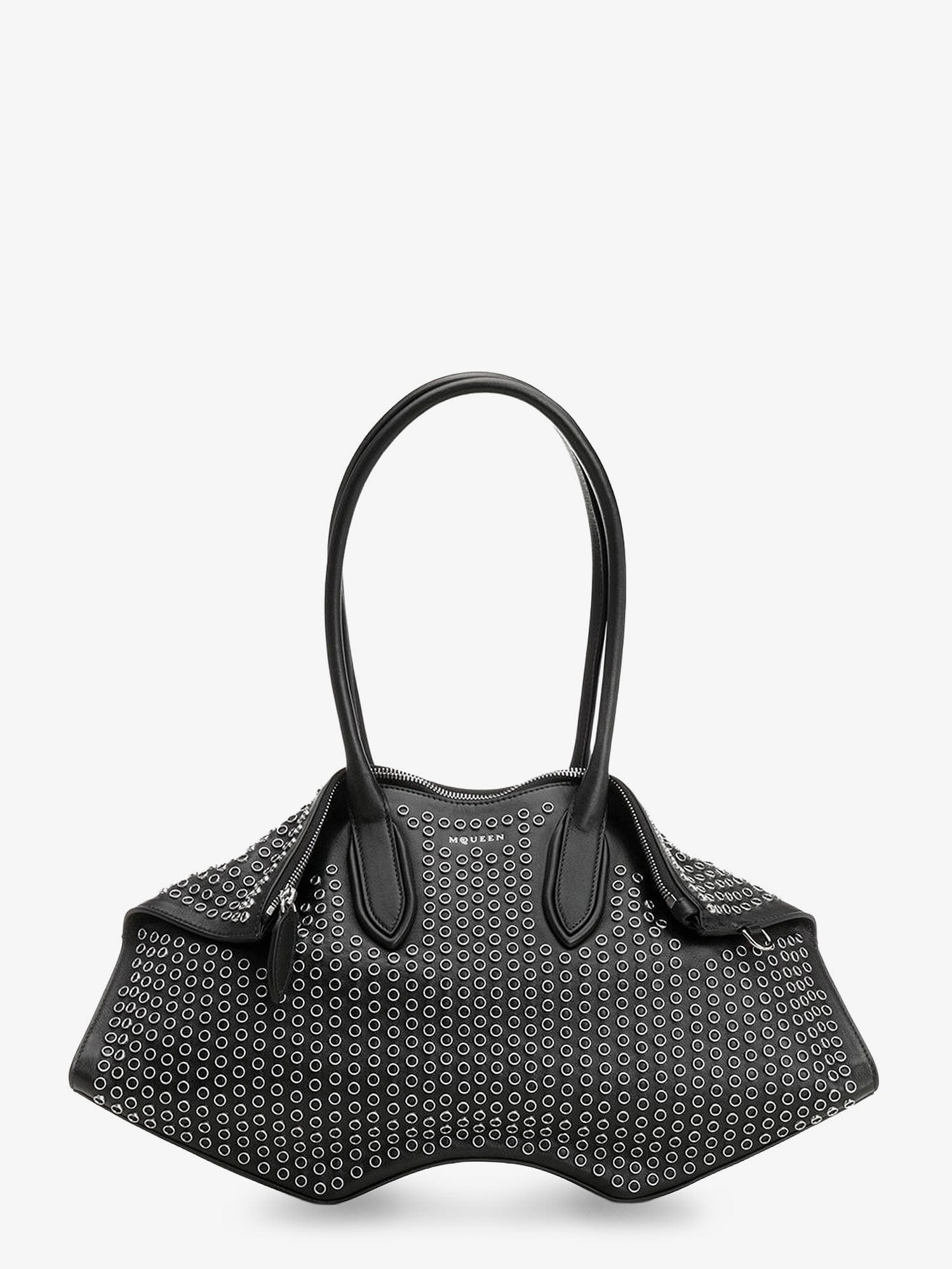 Alexander McQueen Manta leather shoulder bag with all - over metal details