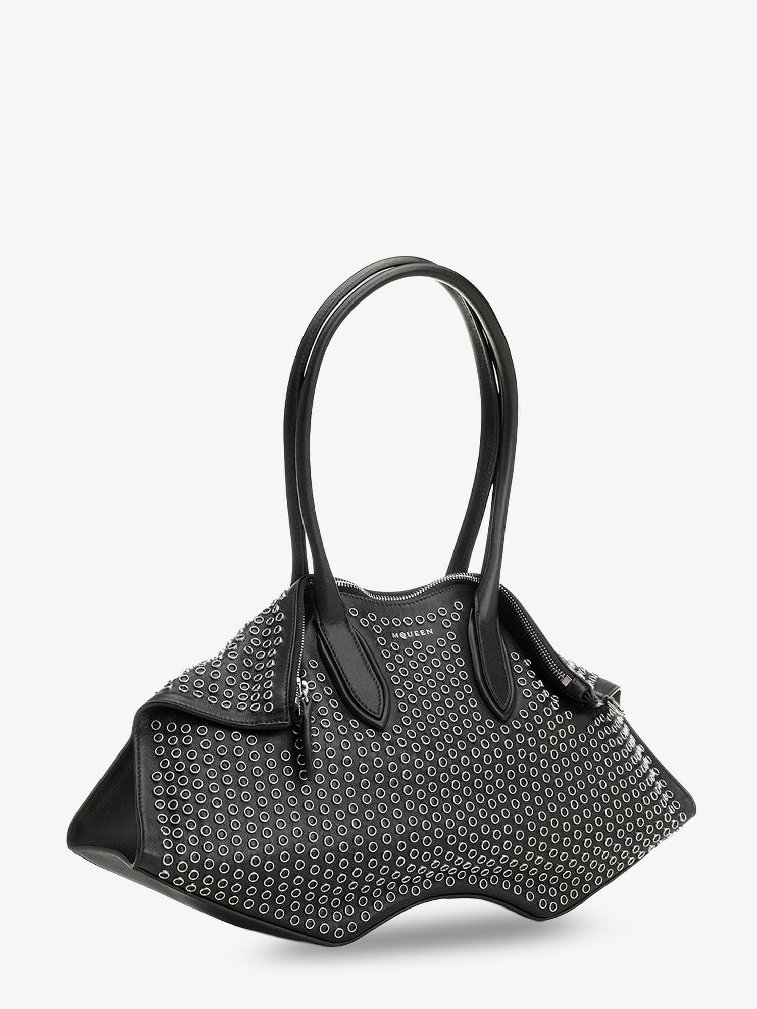 Alexander McQueen Manta leather shoulder bag with all - over metal details