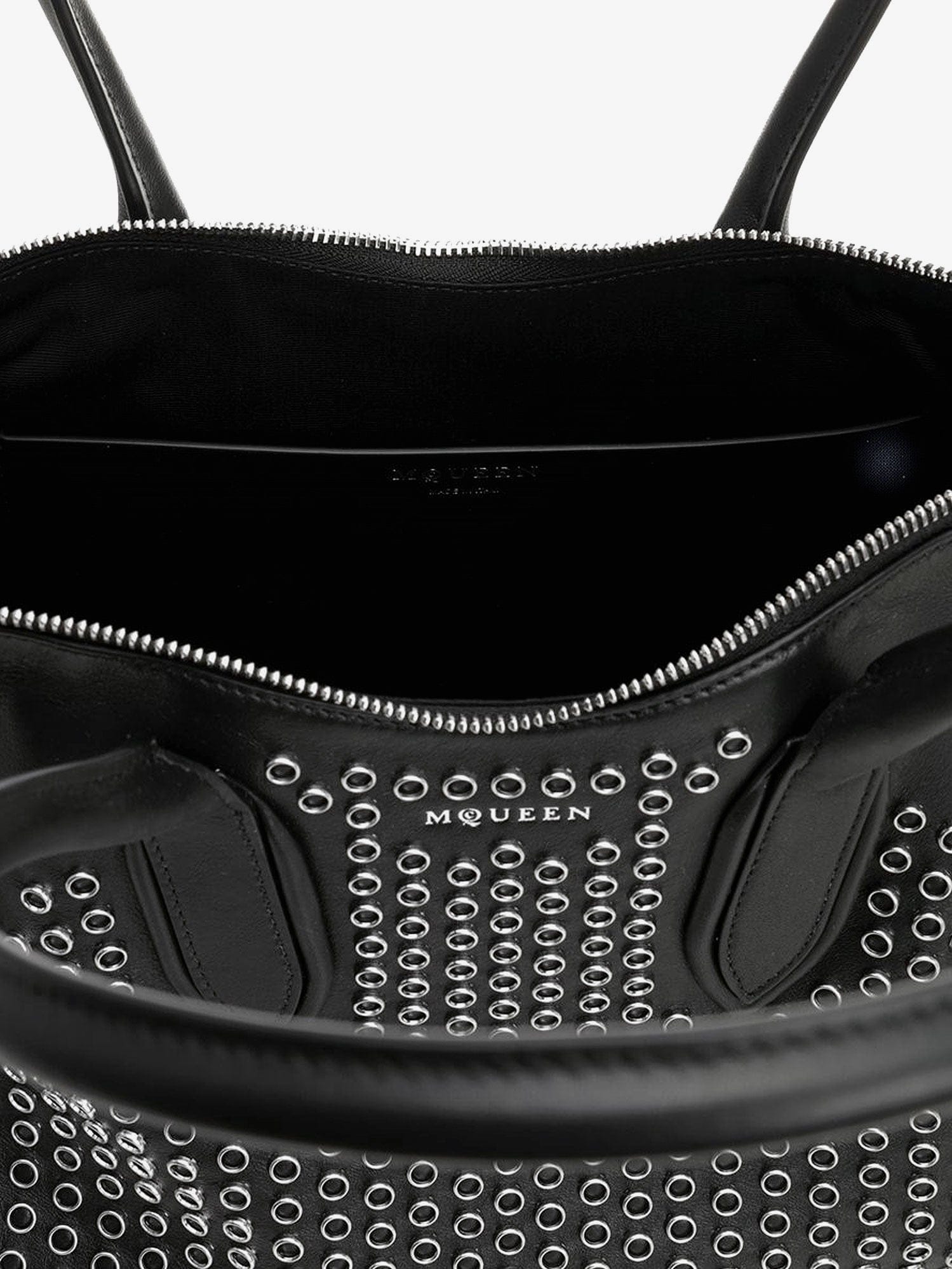 Alexander McQueen Manta leather shoulder bag with all - over metal details