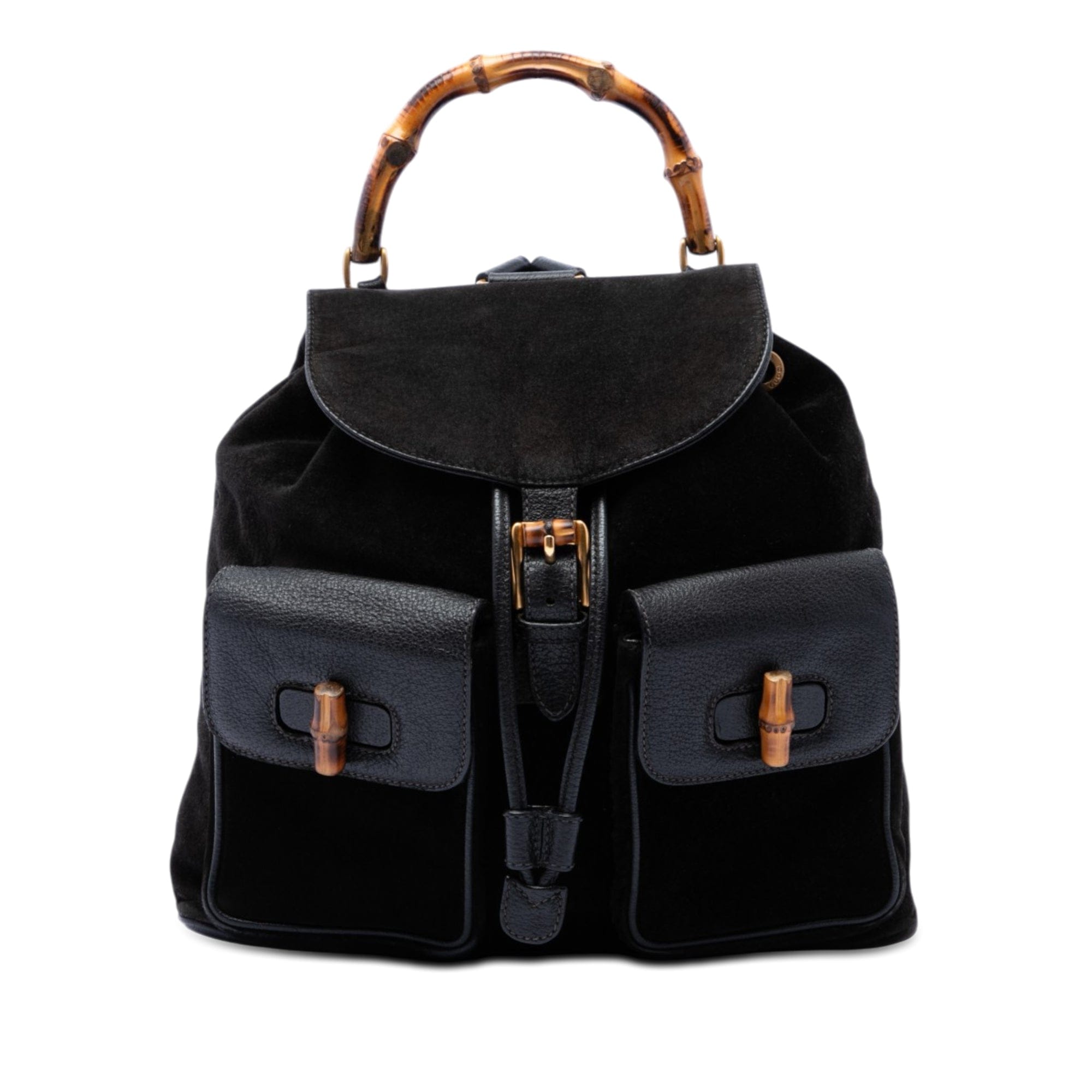 Gucci Suede Bamboo Backpack