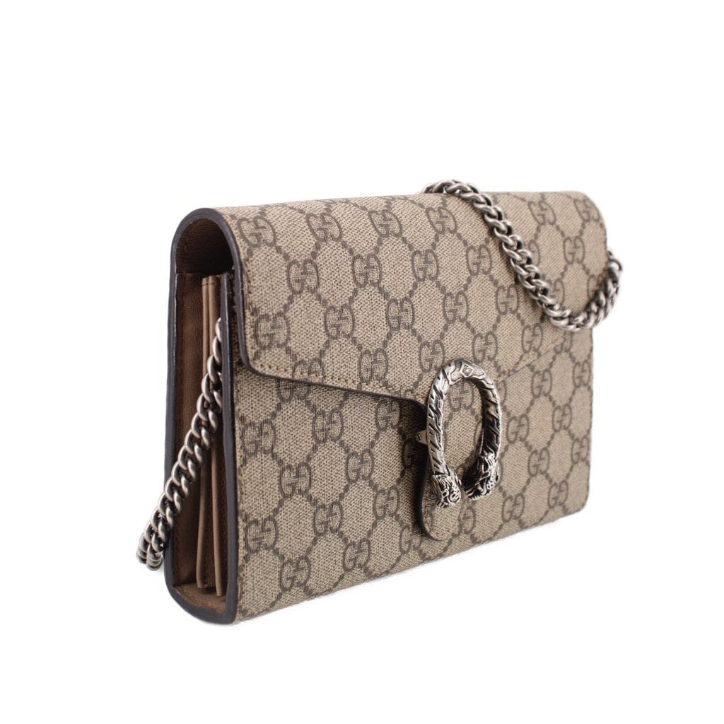 Gucci DIONYSUS WALLET ON CHAIN CROSSBODYS TAN