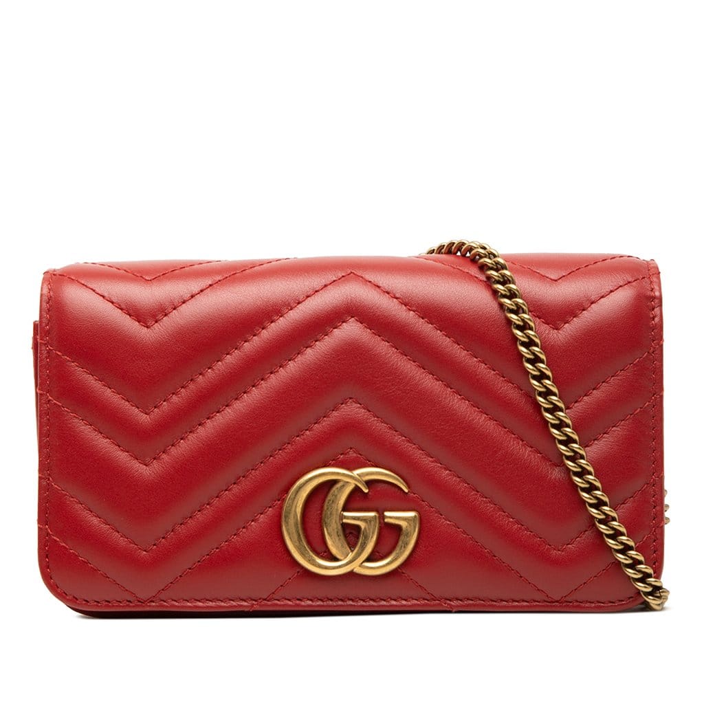 Gucci Mini GG Marmont Matelasse Calfskin Wallet On Chain
