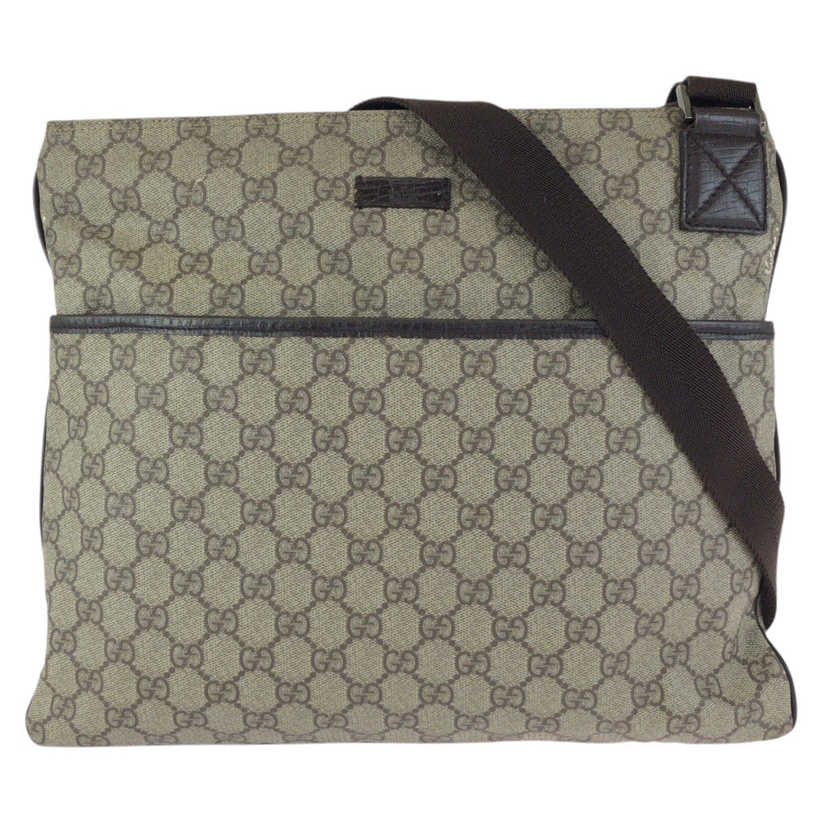 Gucci Beige Dark Brown GG Supreme Canvas Messenger Bag