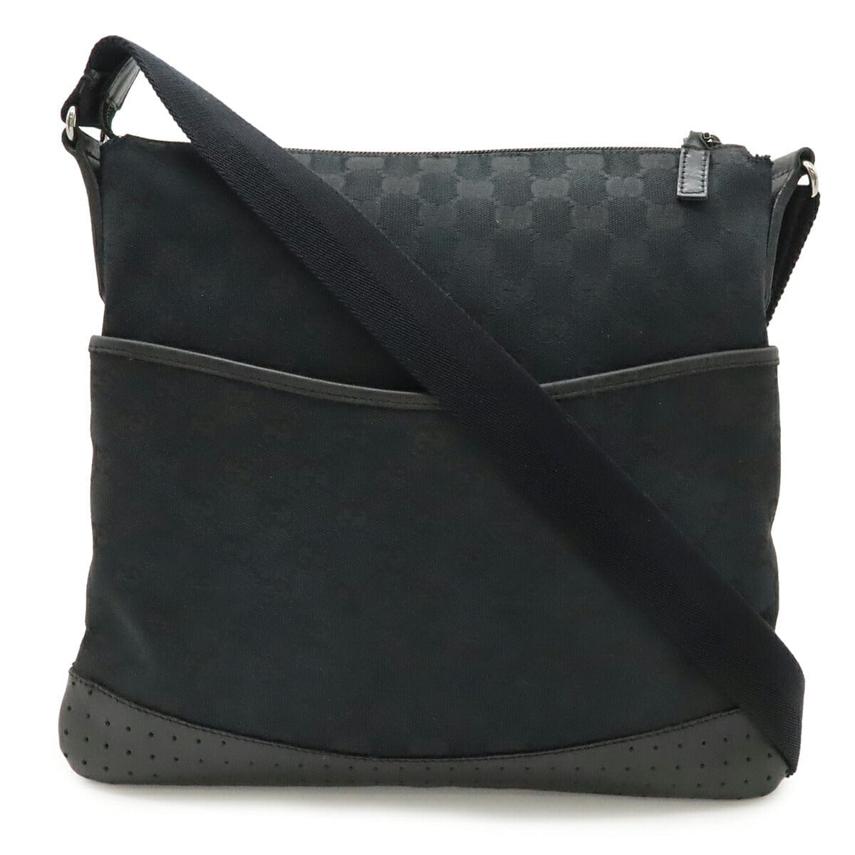 Gucci GG Canvas Leather Messenger Bag Black