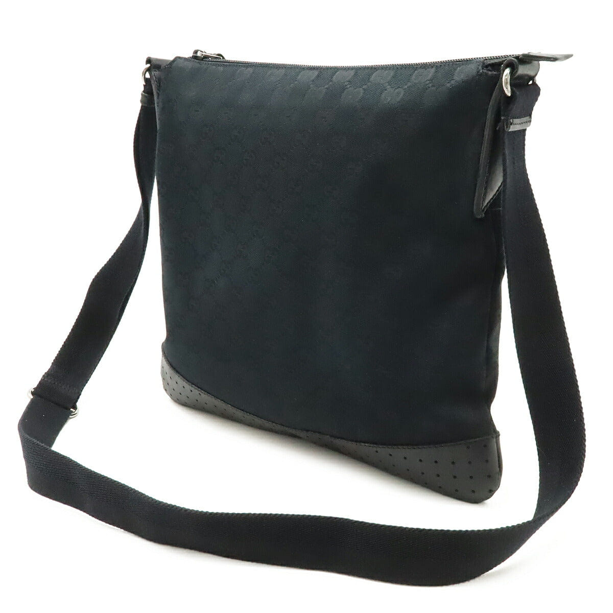 Gucci GG Canvas Leather Messenger Bag Black