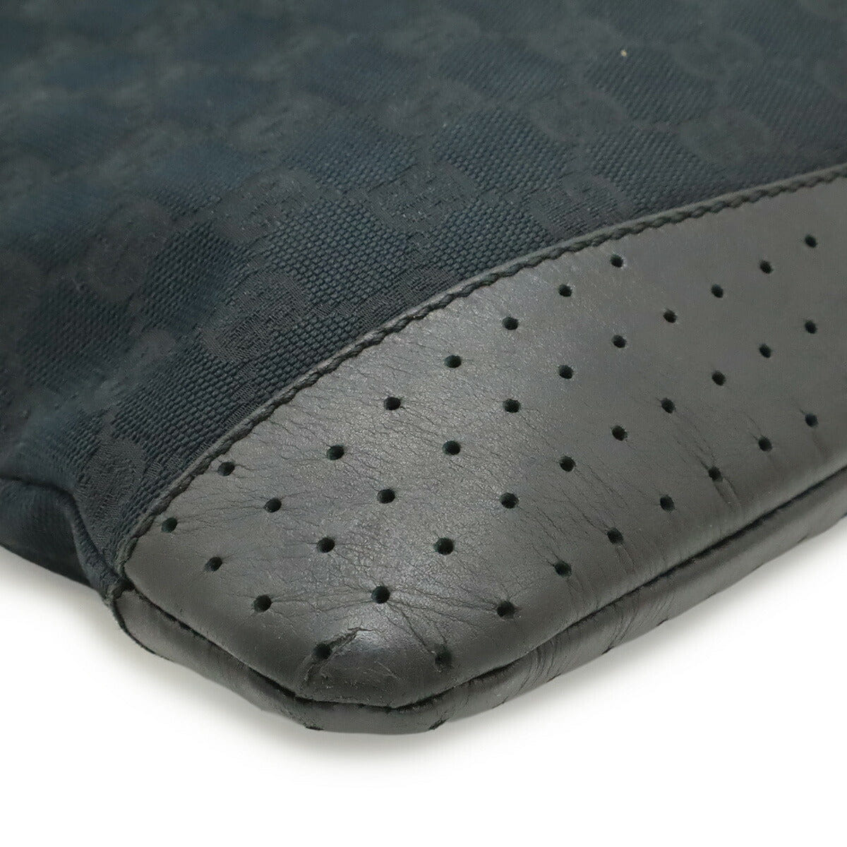 Gucci GG Canvas Leather Messenger Bag Black