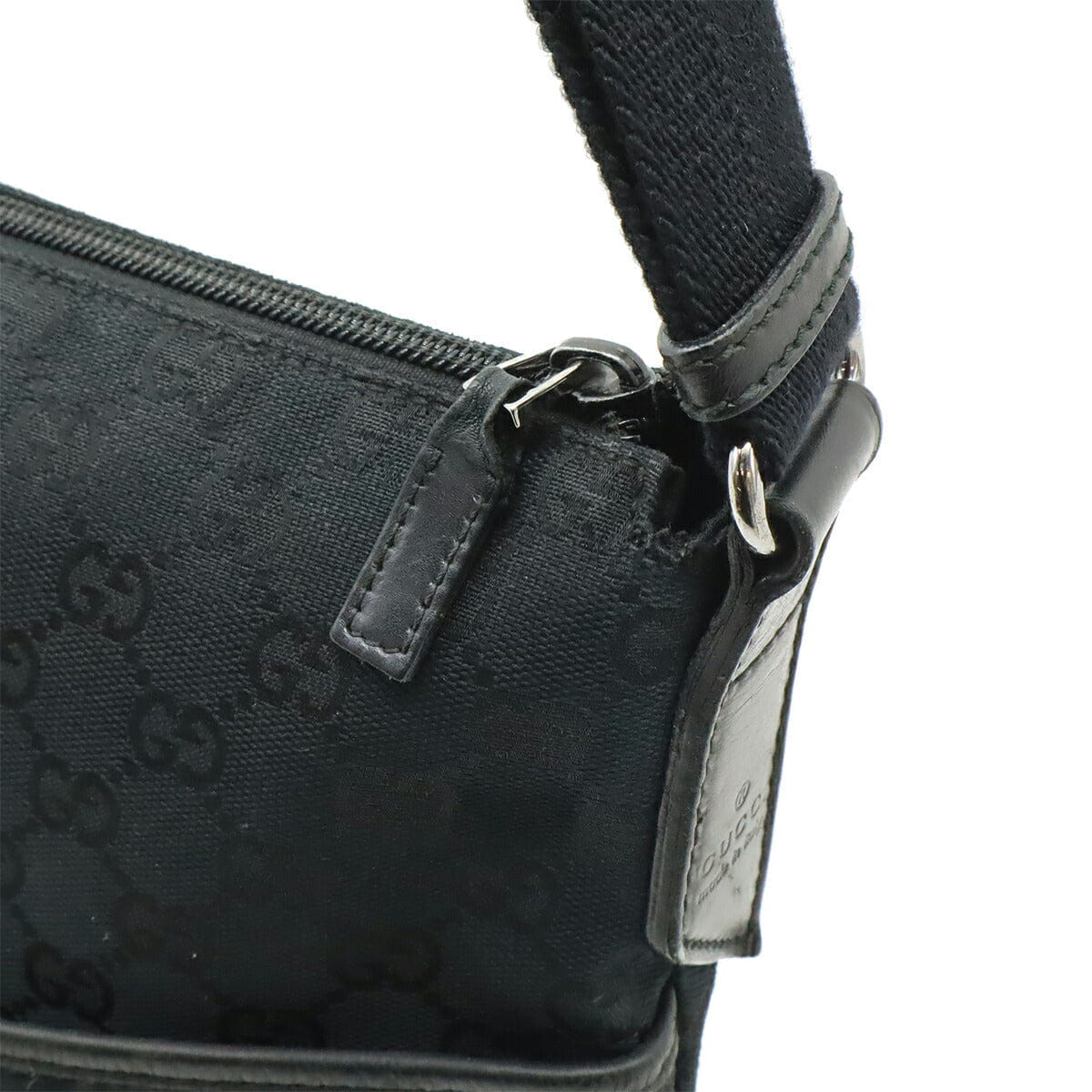 Gucci GG Canvas Leather Messenger Bag Black