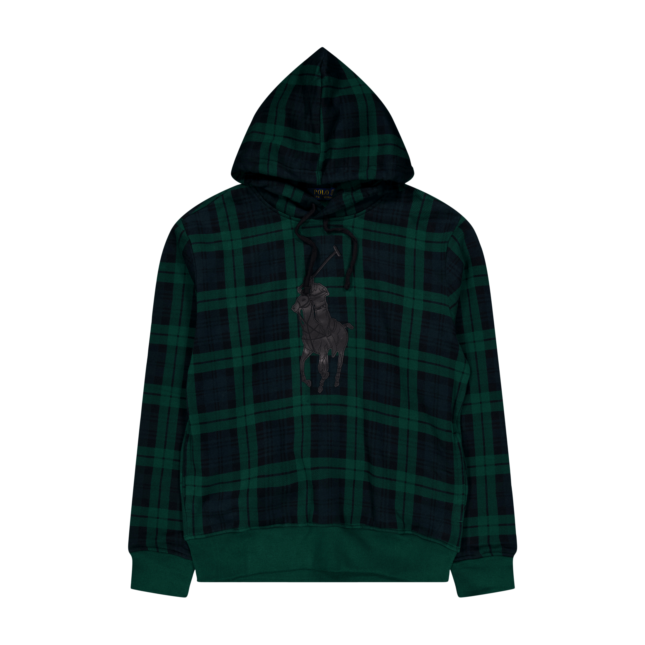 Polo Ralph Lauren Leather Big Pony Plaid Fleece Hoodie Tartan