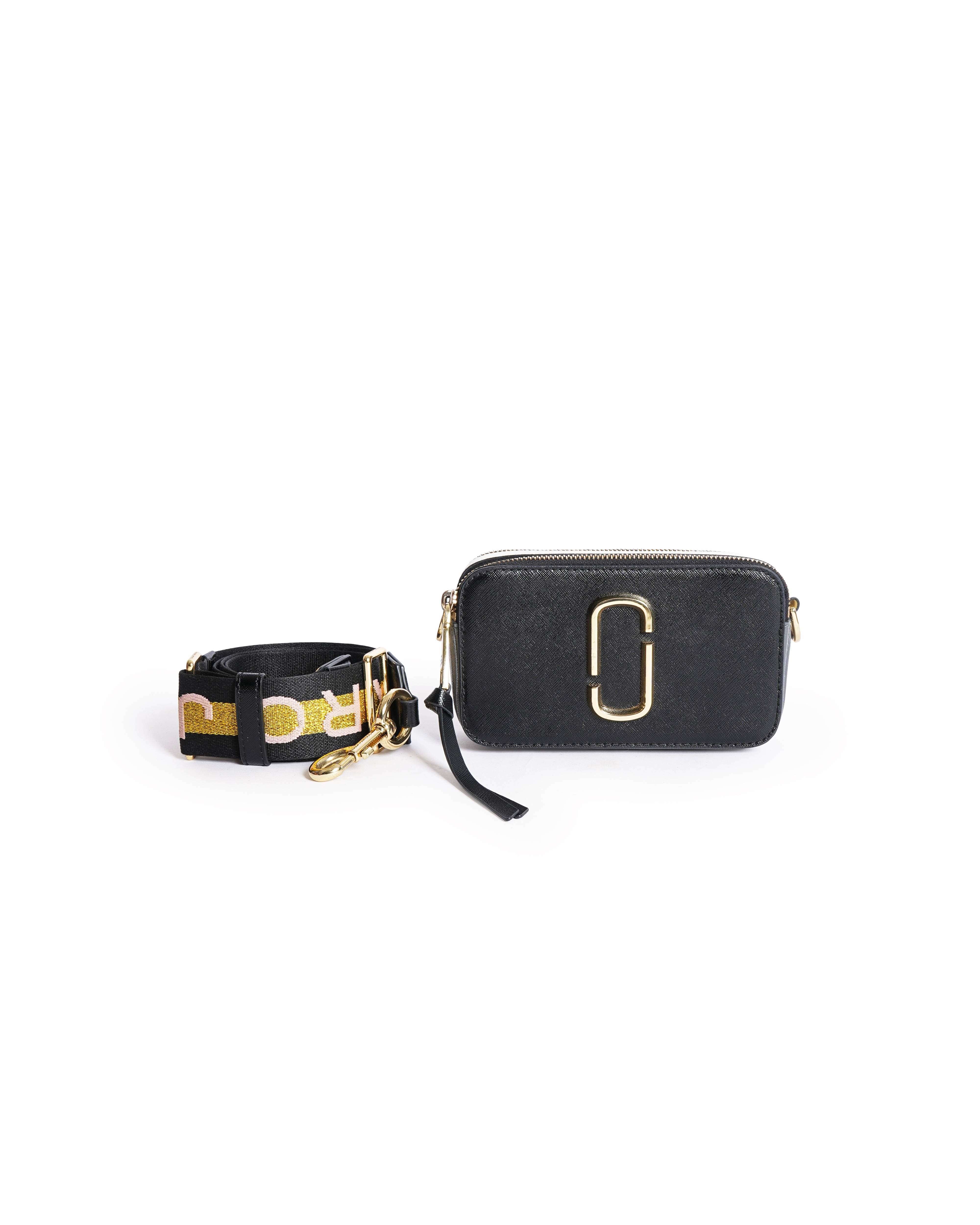 Marc Jacobs Marc Jacob Black & White Saffiano Leather Snapshot Camera Bag