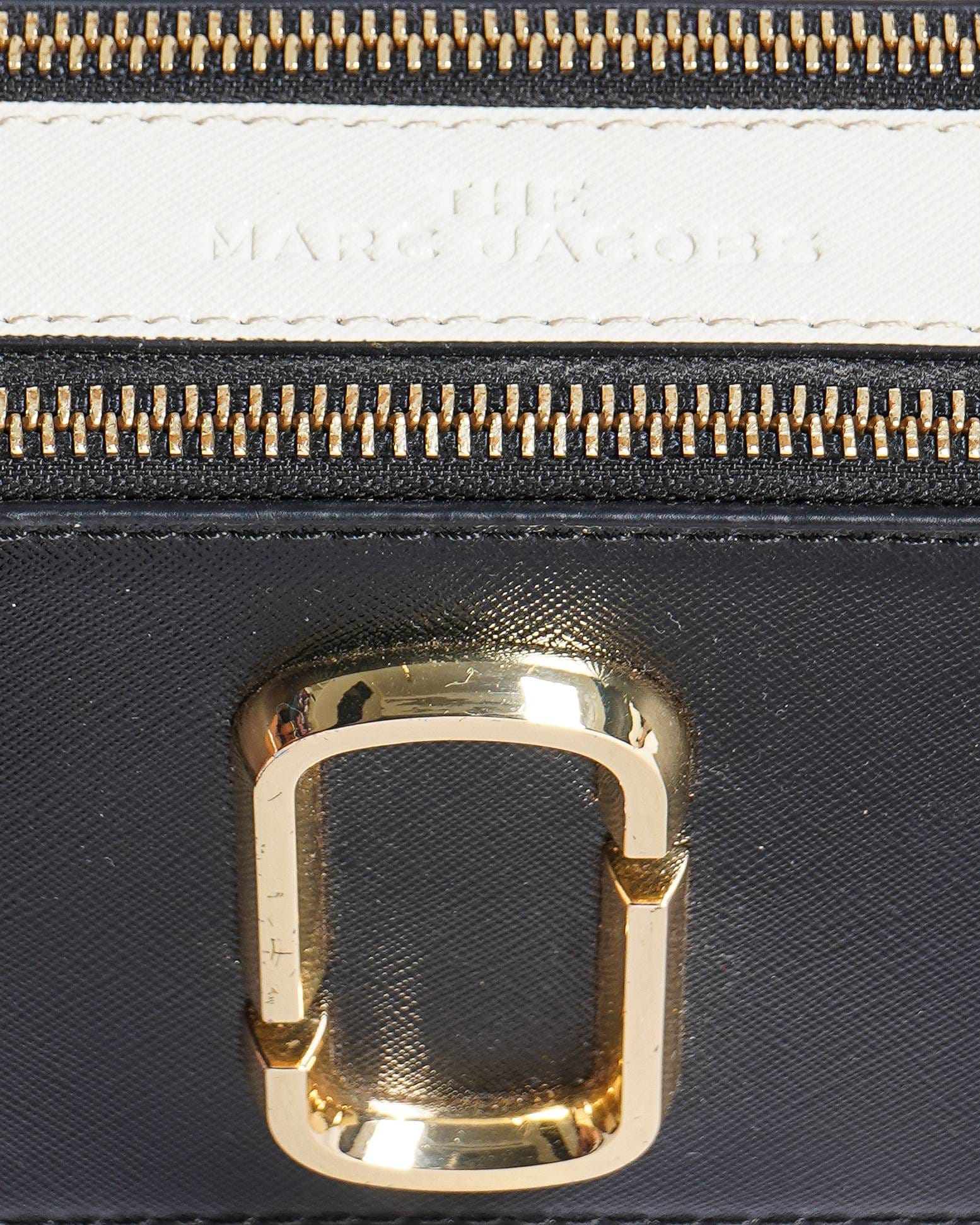 Marc Jacobs Marc Jacob Black & White Saffiano Leather Snapshot Camera Bag