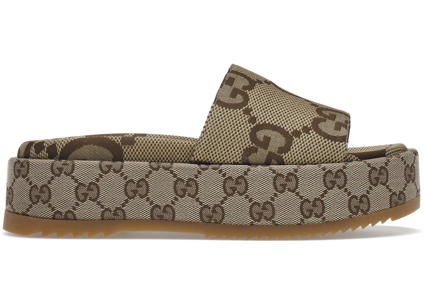 Gucci Angelina Platform 55 mm Sandal Camel Canvas