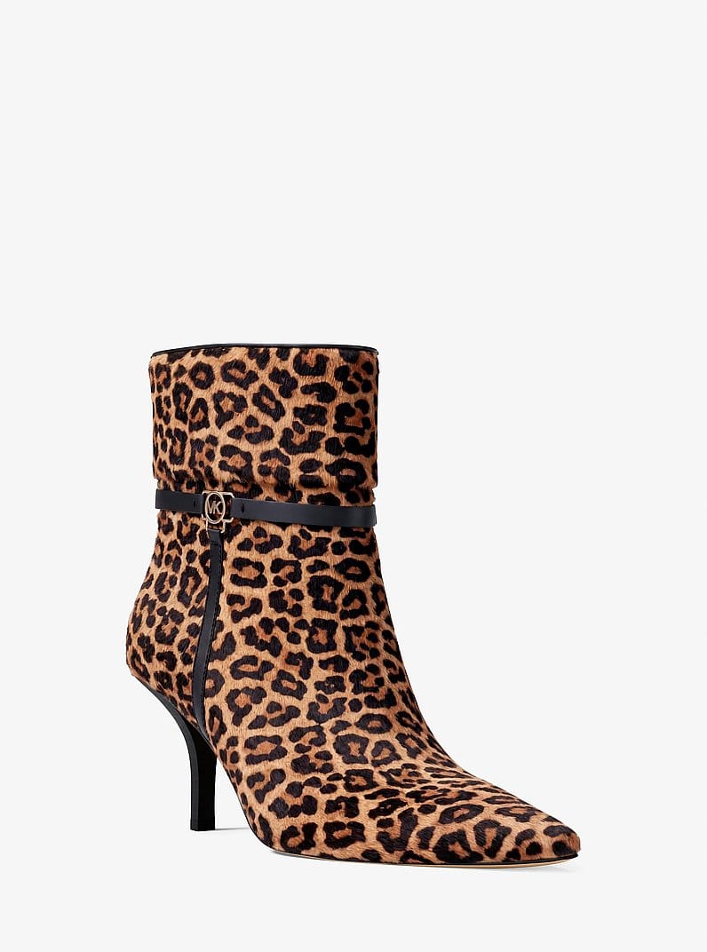 Michael Kors Nalia Leopard Print Calf Hair Boot DK CAMEL MLT