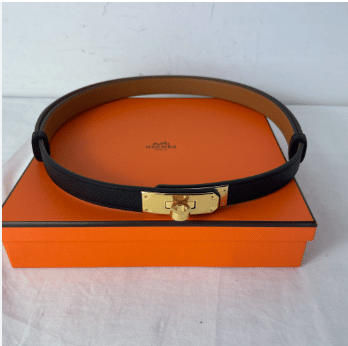 Hermes Black Kelly Belt with GHW - New in Box