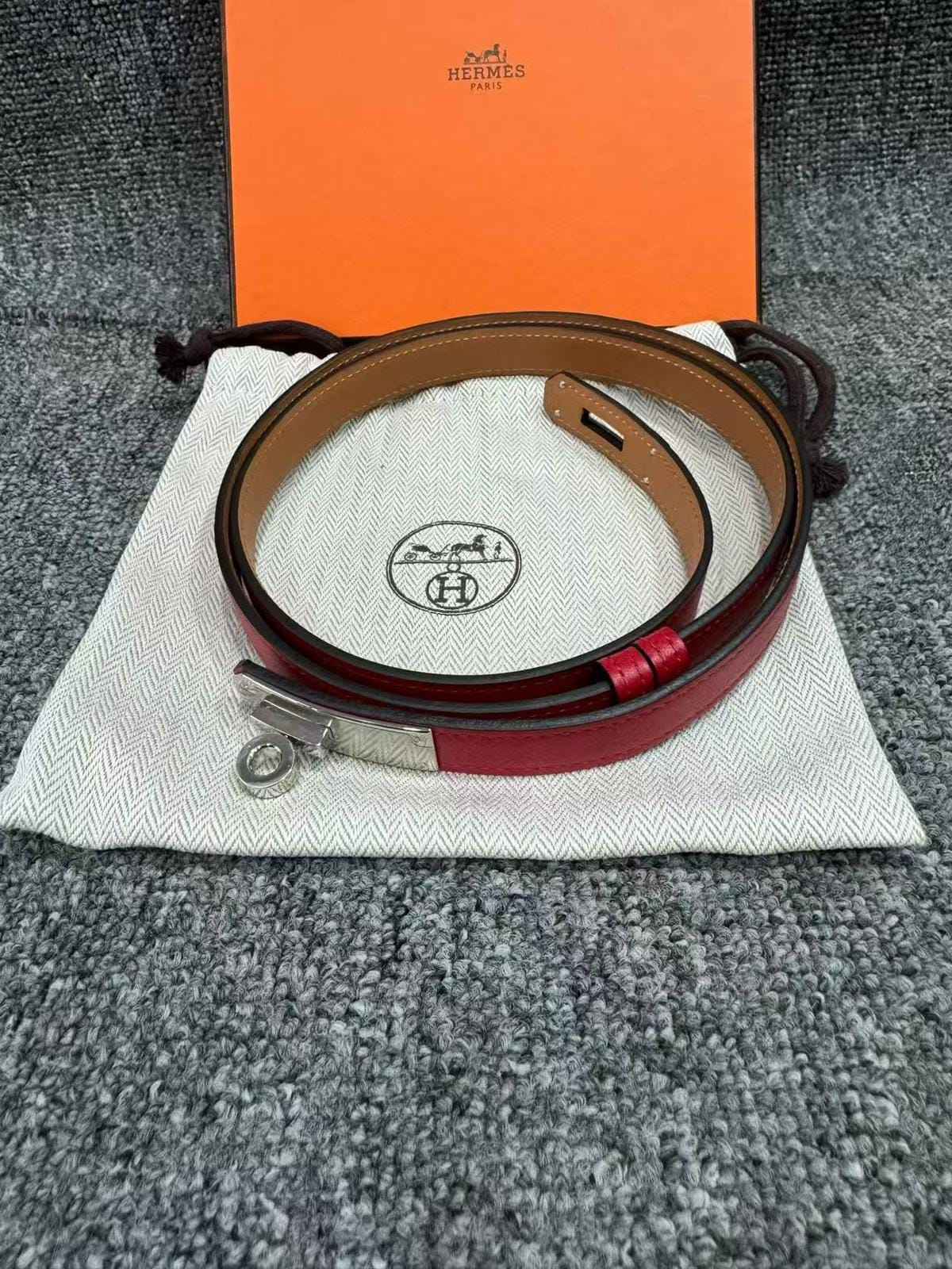 Hermes Red Kelly Belt ALC4092