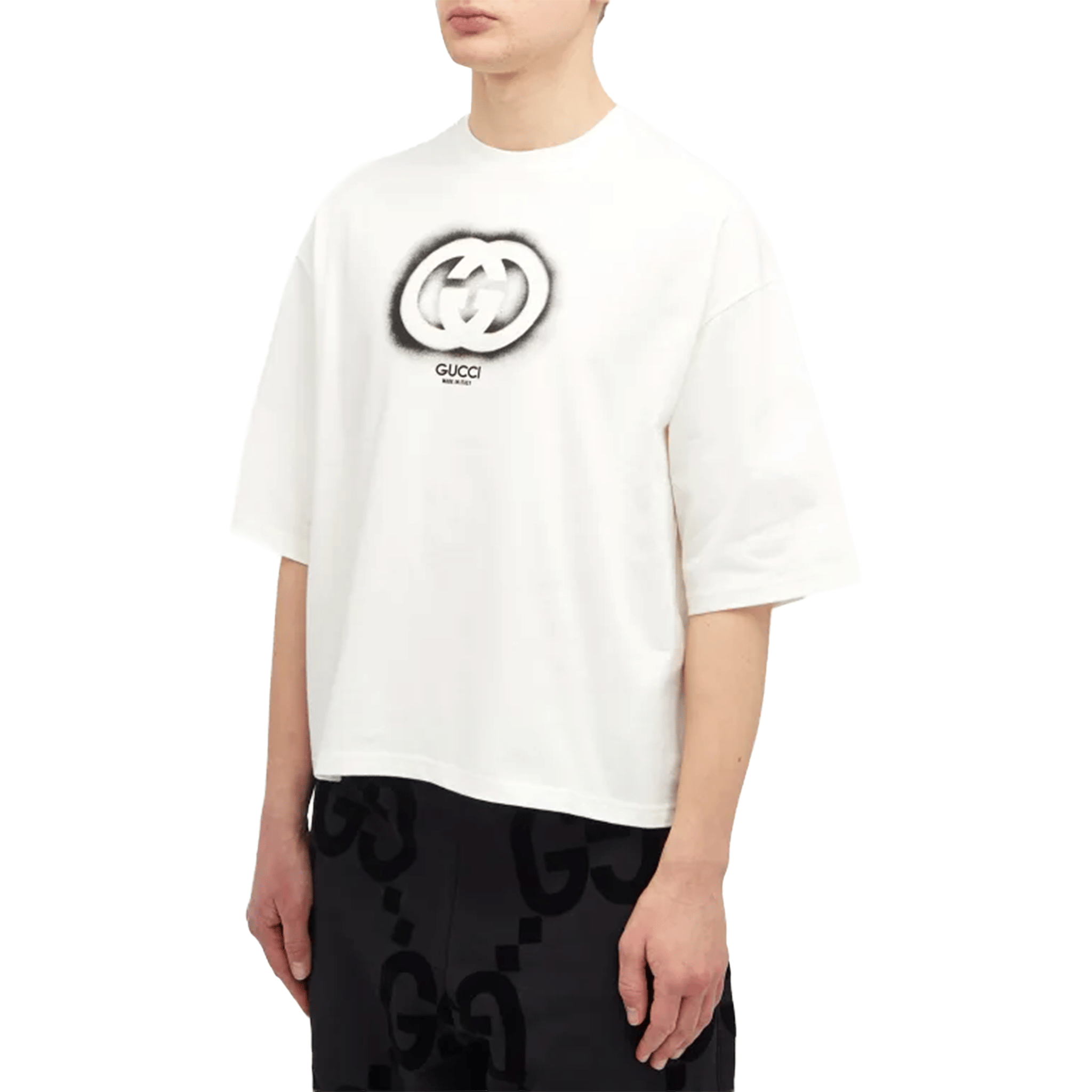 GUCCI Interlocking Black GG Sprayed Monogram Logo T-Shirt Sunlight (SS24)