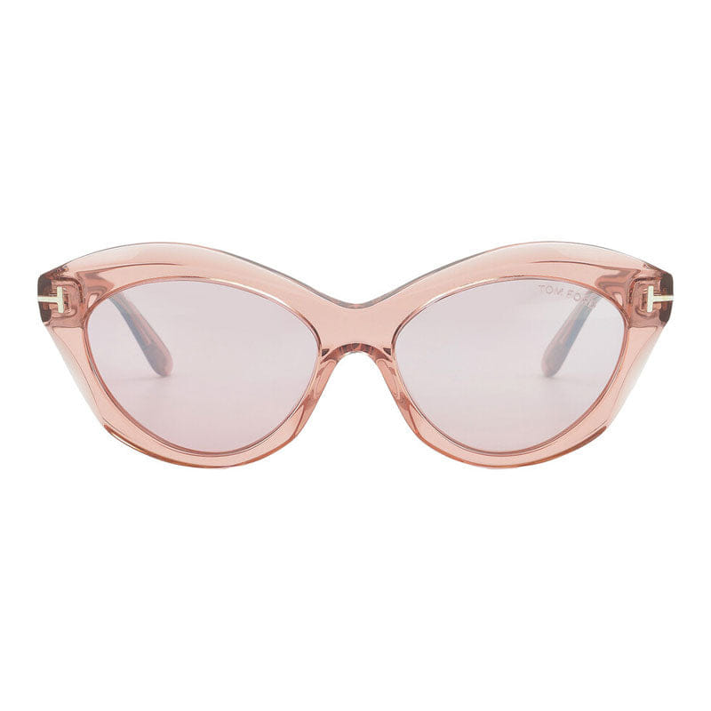 Tom Ford Sunglasses Cat Eye Full Rim, Shiny Black Frame and Smoke Mirror Lens FT111101C