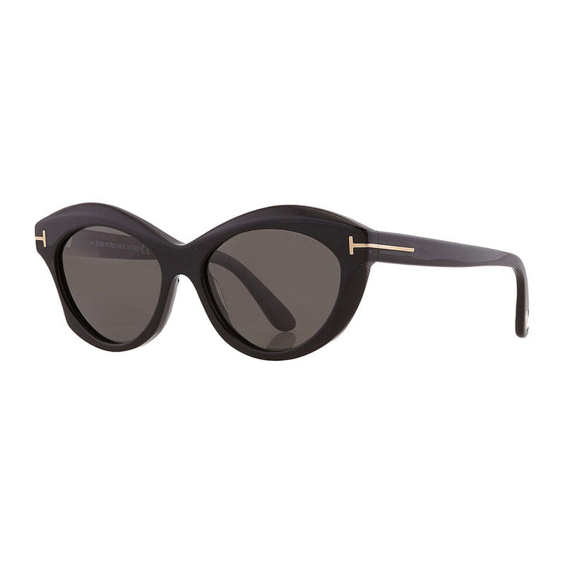 Tom Ford Sunglasses Cat Eye Full Rim, Shiny Black Frame and Smoke Mirror Lens FT111101C