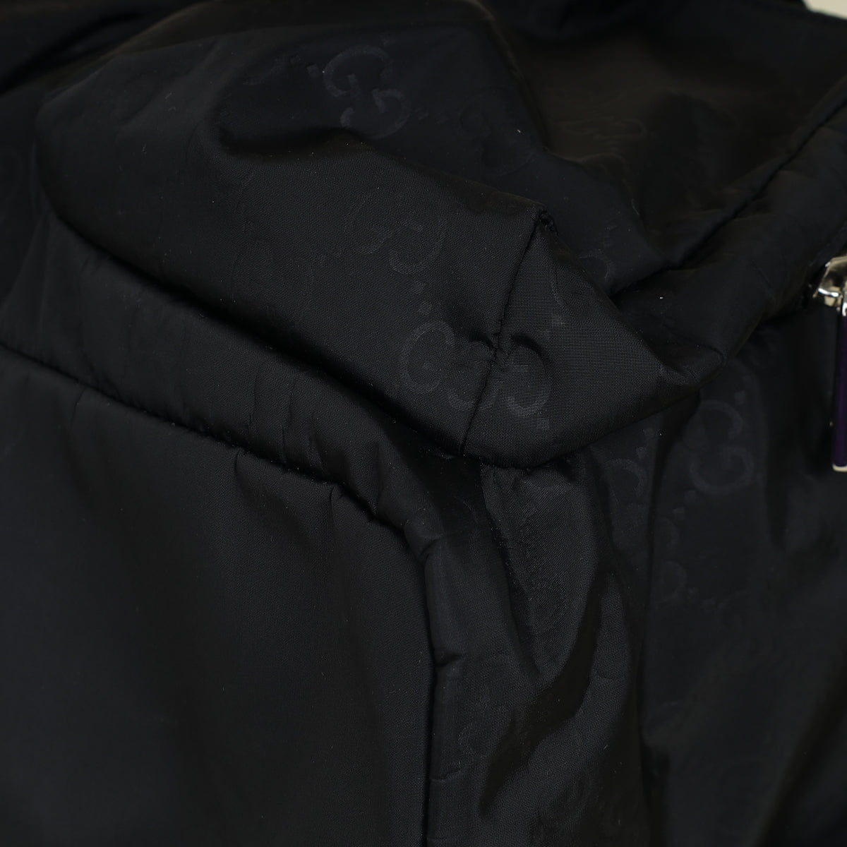 Gucci Black GG Drawstring Backpack Bag