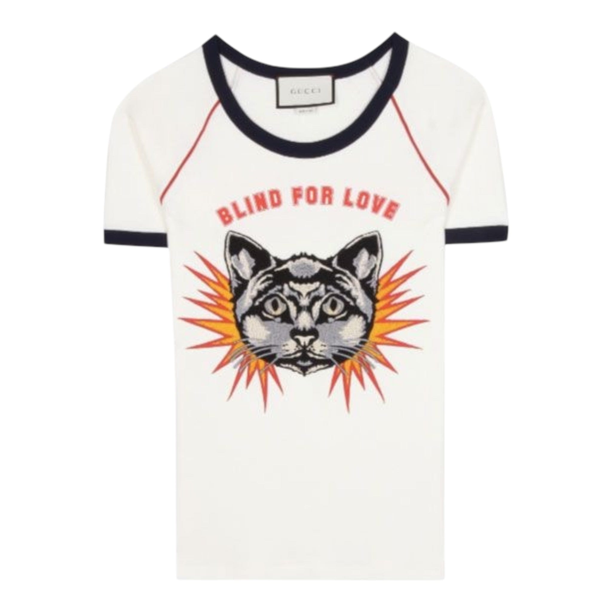 Gucci Cat Applique Blind For Love T - shirt