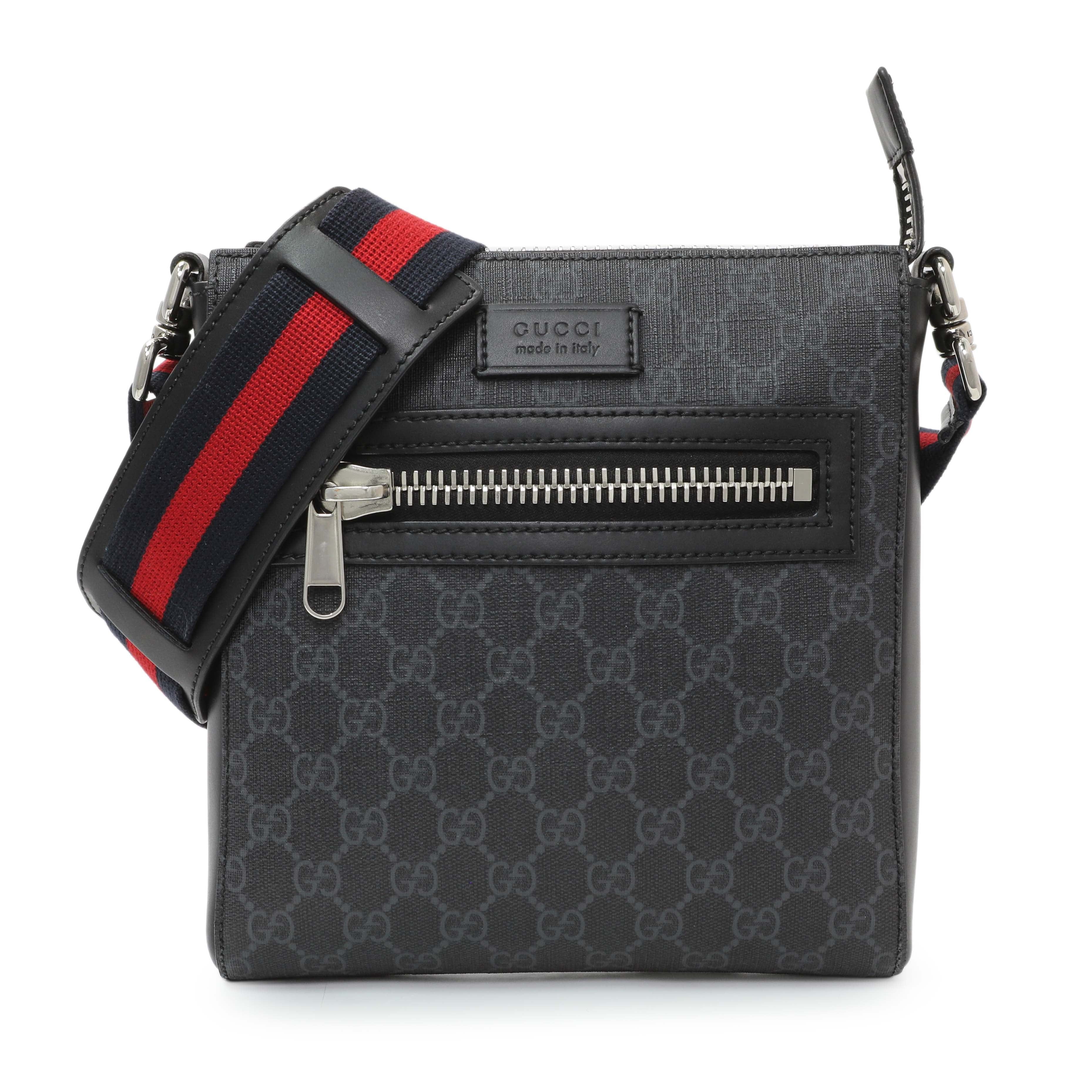 Gucci GG Supreme Monogram Web Small Flat Messenger Bag