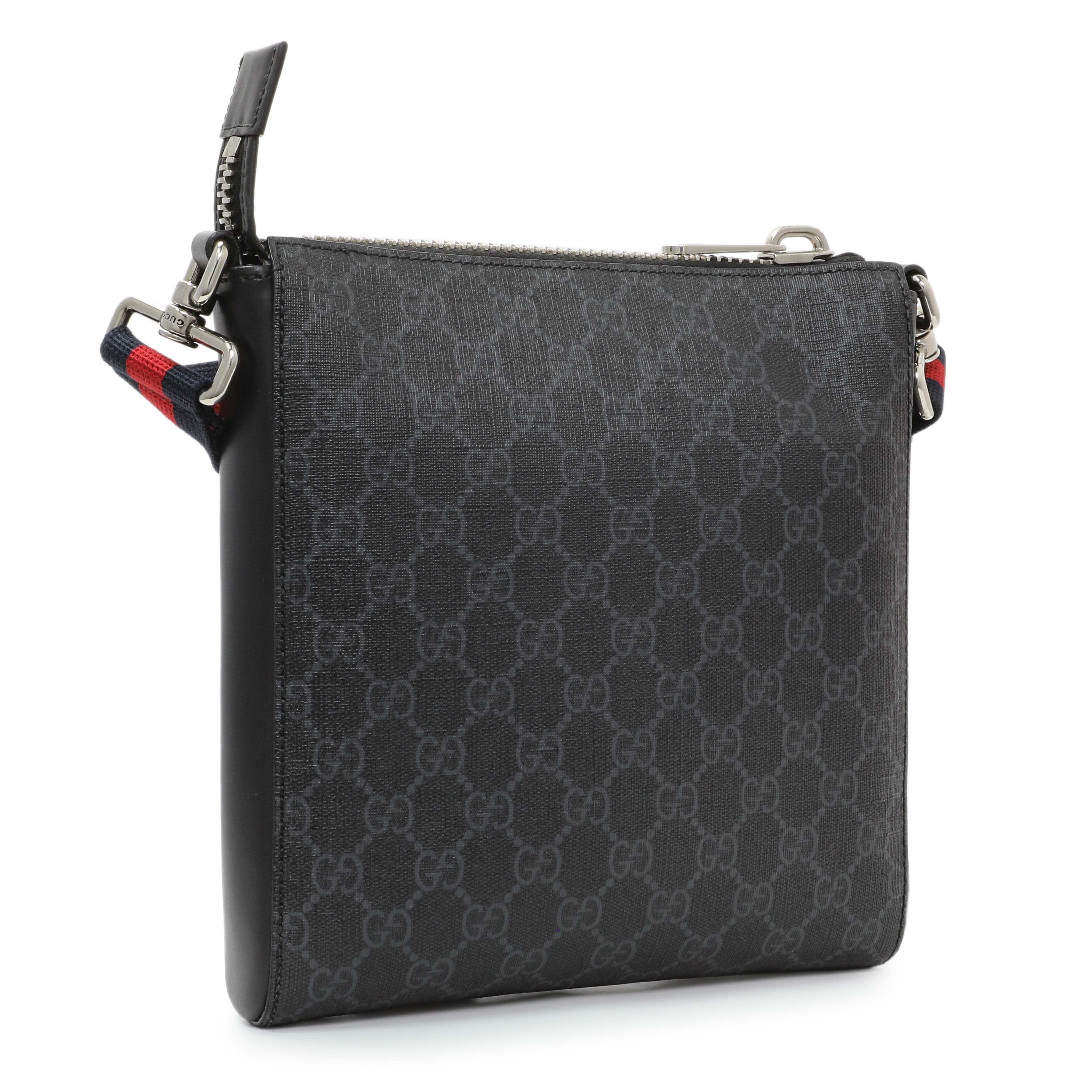 Gucci GG Supreme Monogram Web Small Flat Messenger Bag