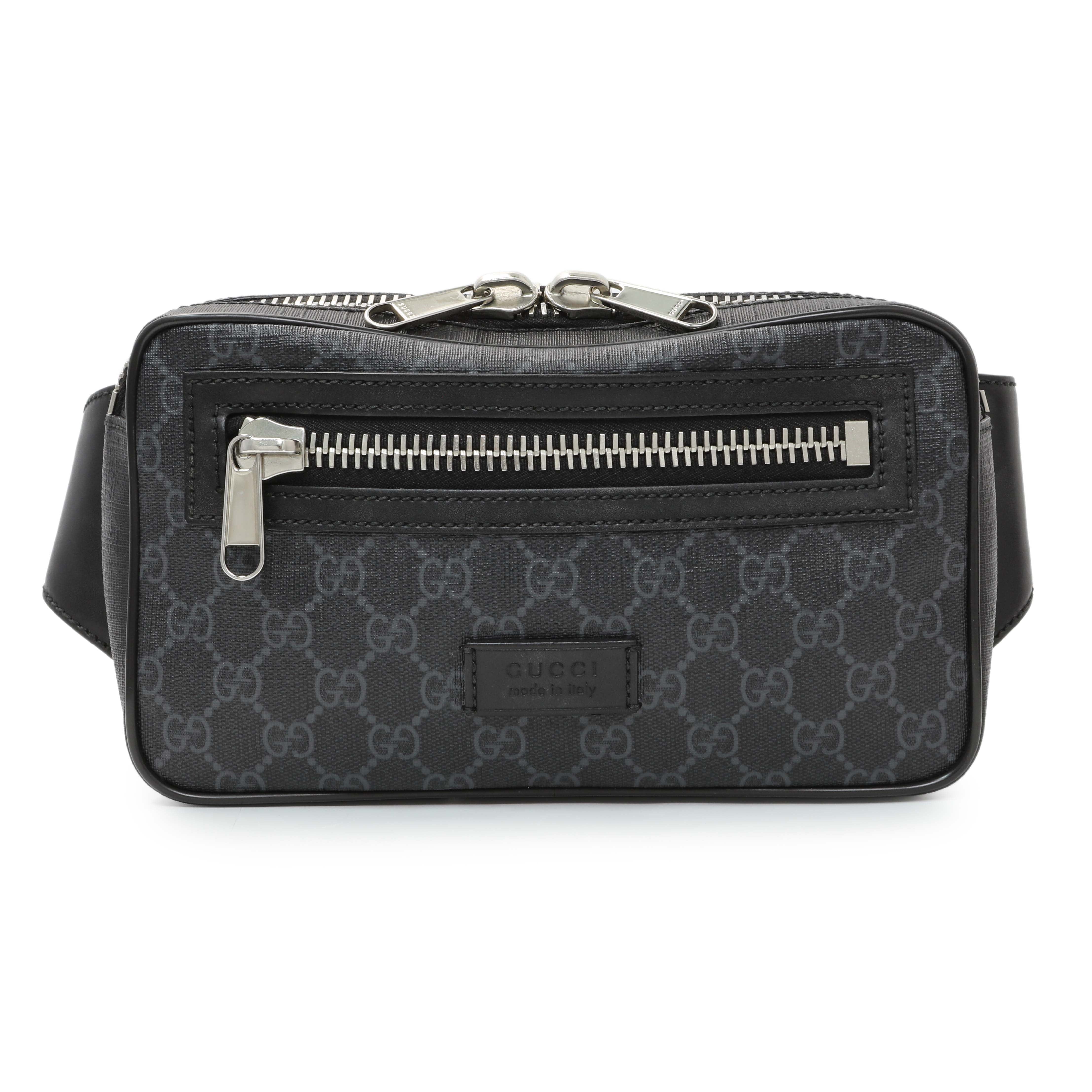 Gucci Black Soft GG Supreme Monogram Web Belt Bag