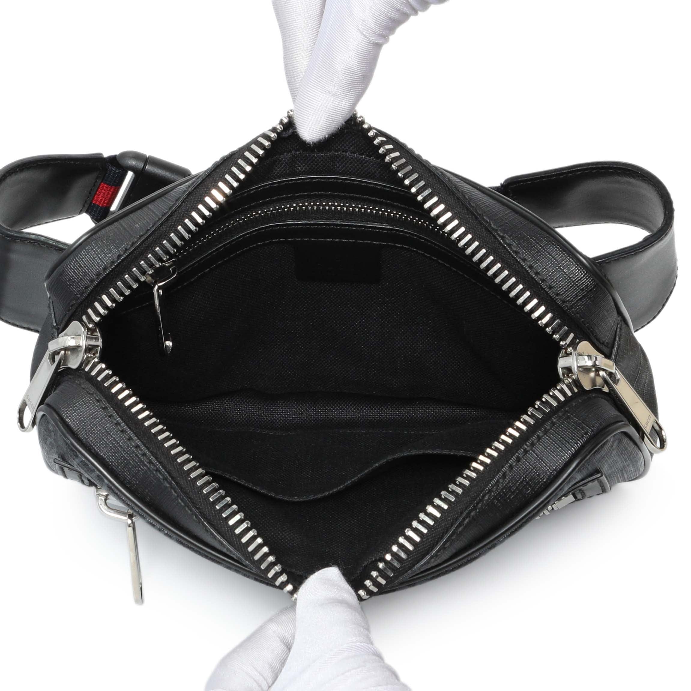 Gucci Black Soft GG Supreme Monogram Web Belt Bag