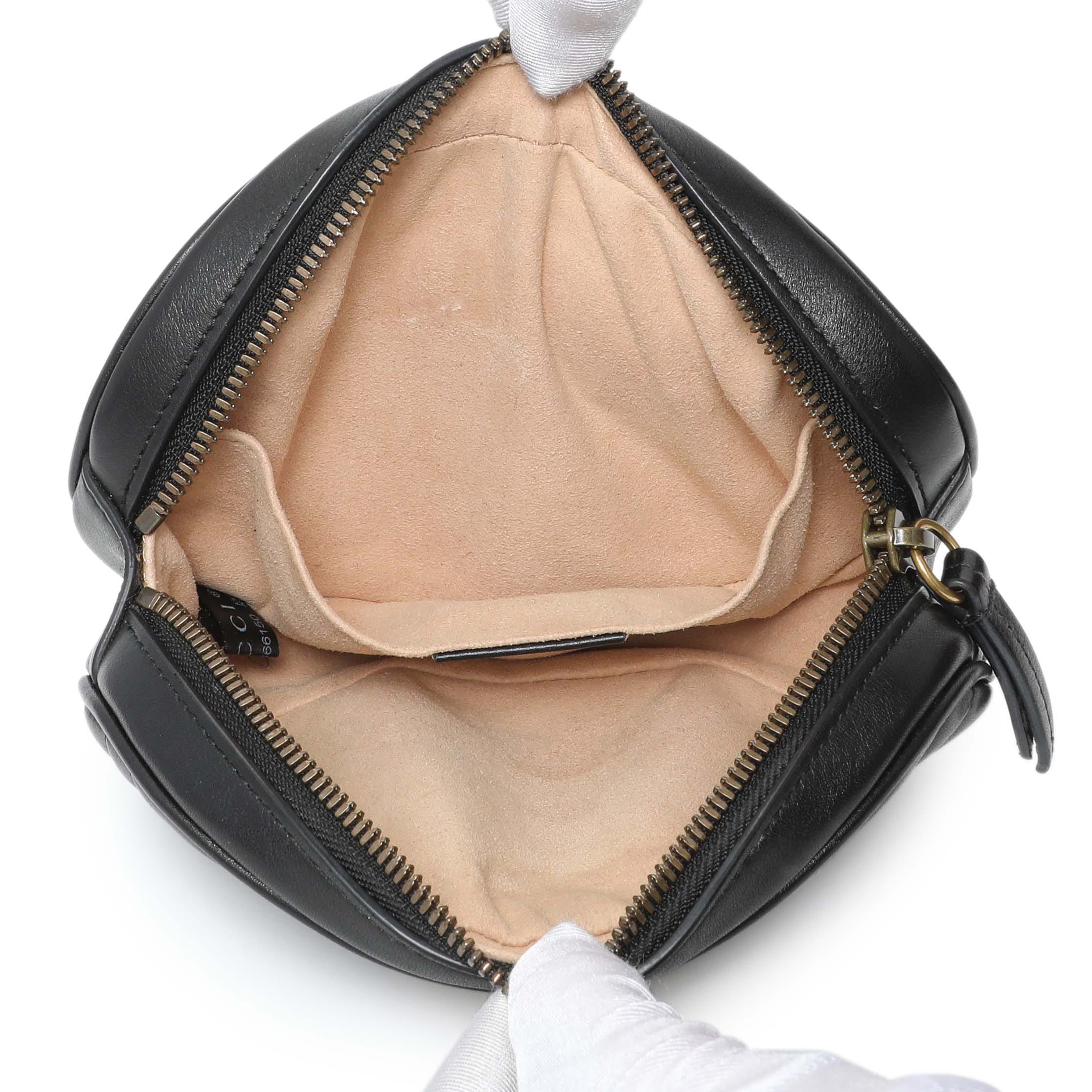 Gucci Black Calfskin Matelasse GG Marmont Belt Bag