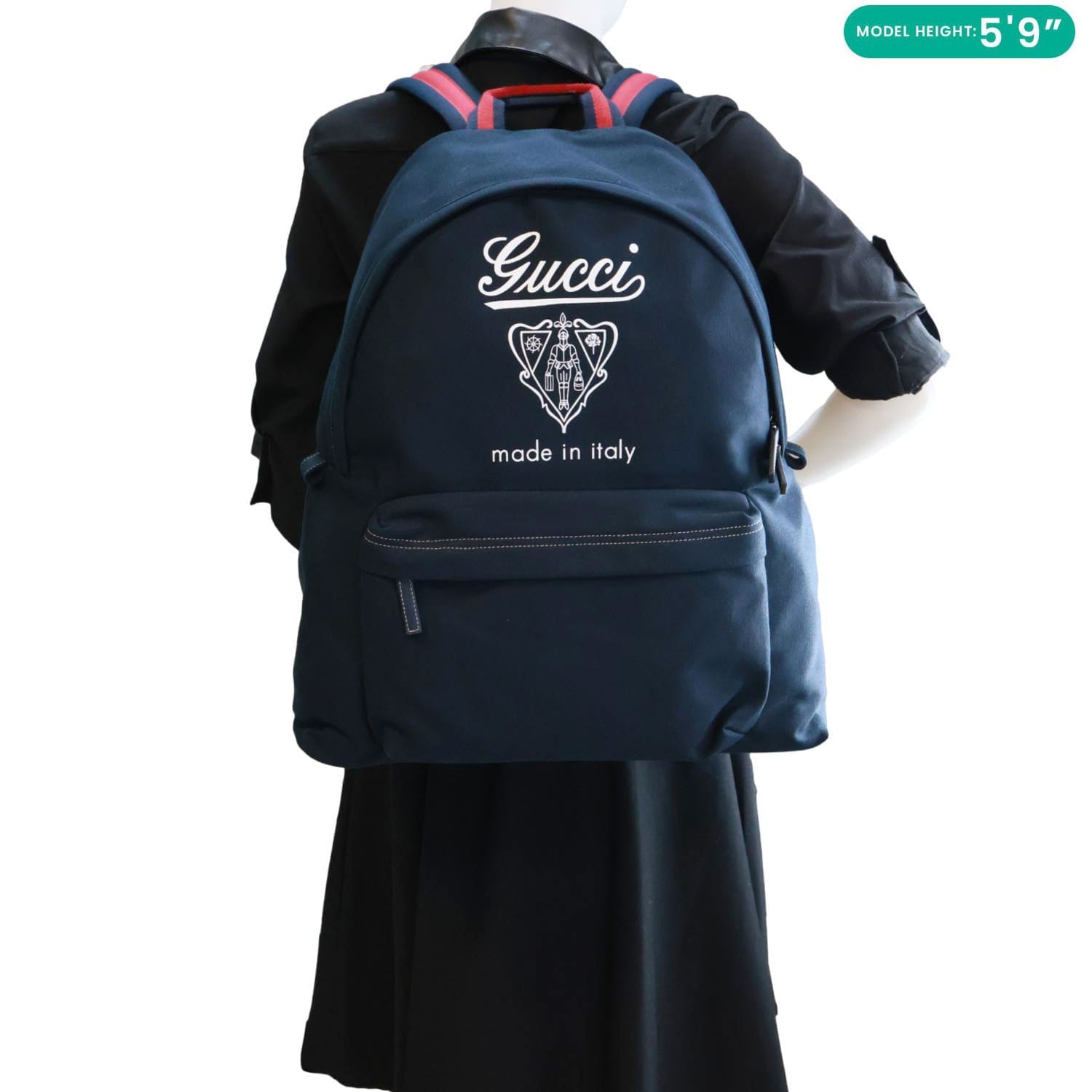 GUCCI Maxi Printed Fabric Backpack Navy Blue 821643