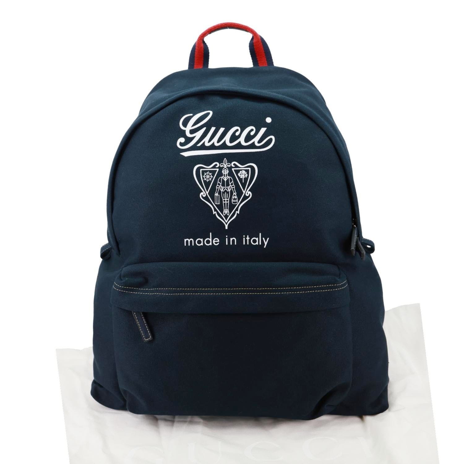 GUCCI Maxi Printed Fabric Backpack Navy Blue 821643