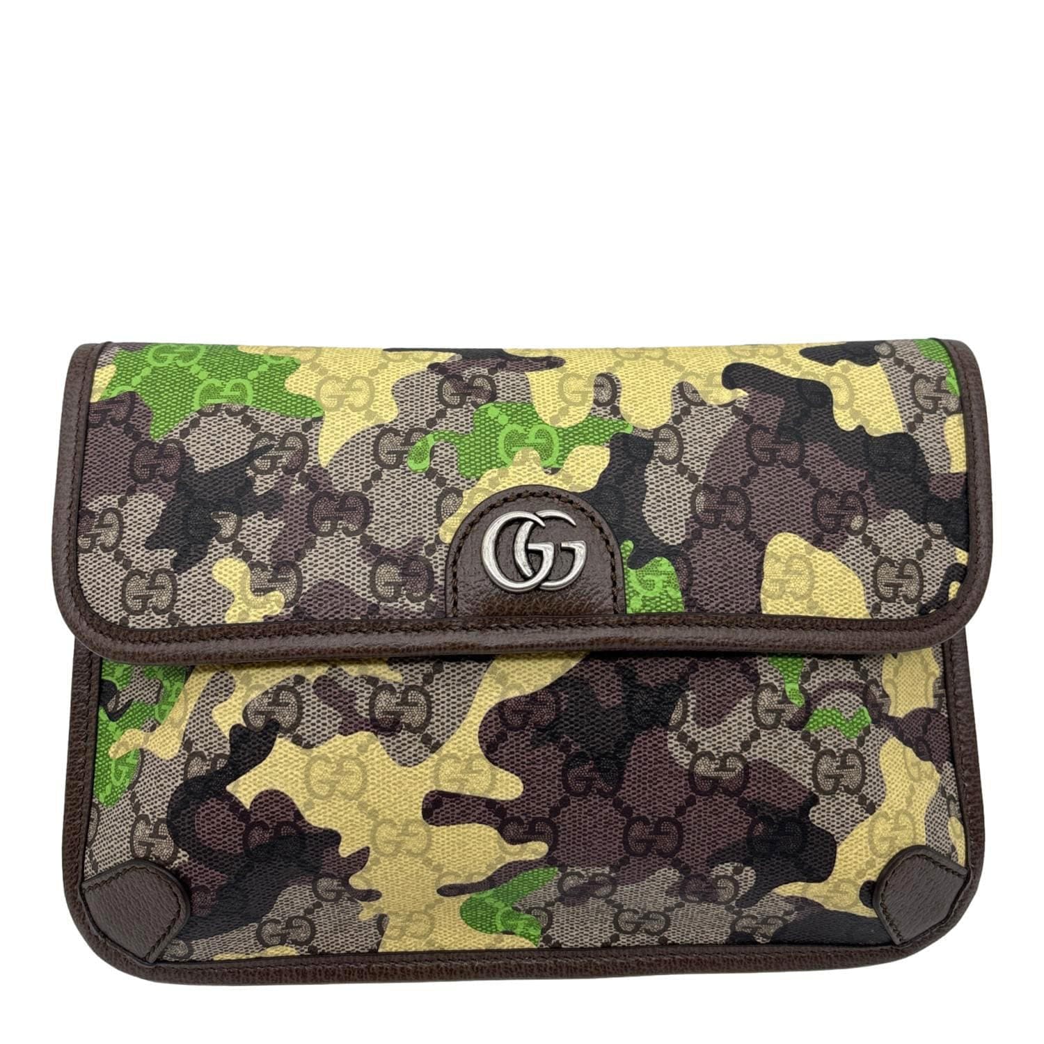 GUCCI Camouflage GG Supreme Canvas Belt Bag Green 752597