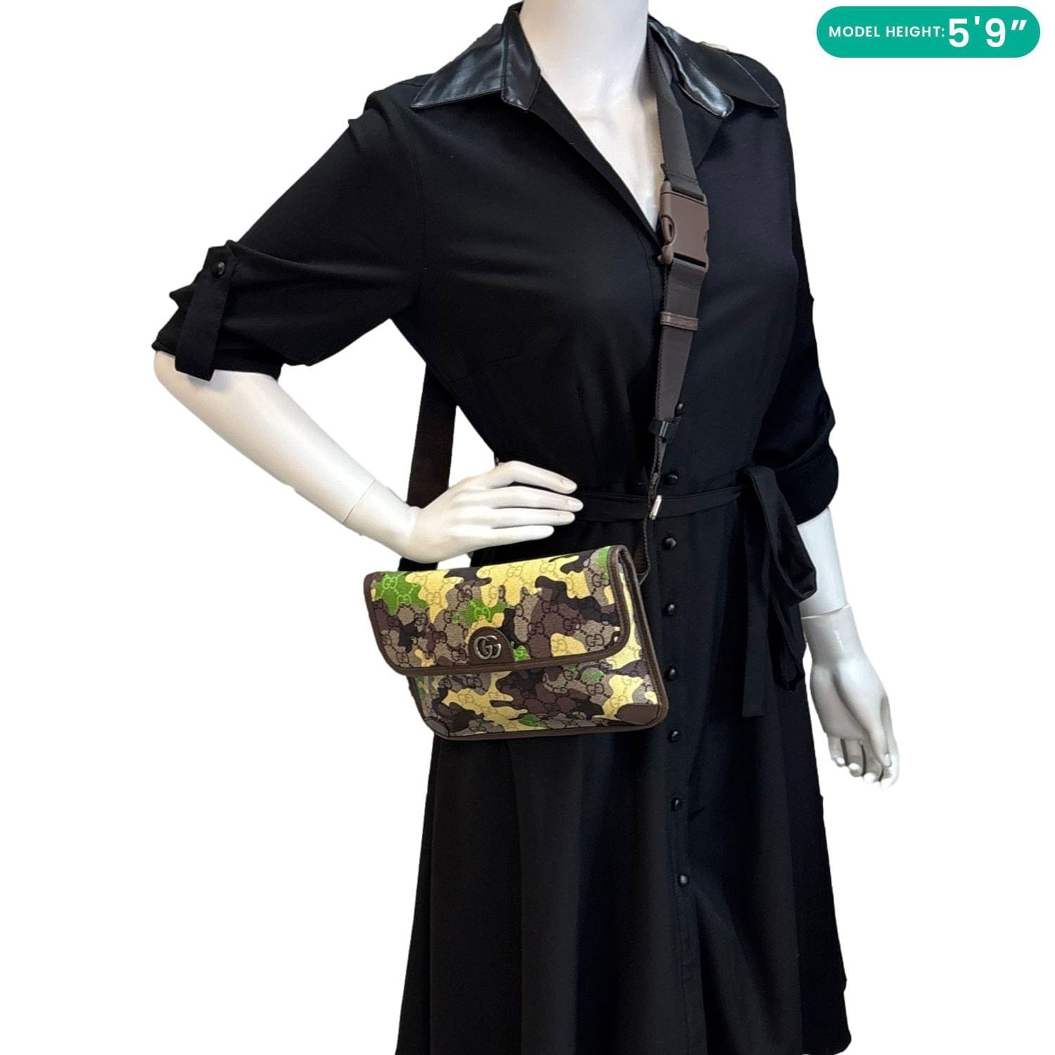 GUCCI Camouflage GG Supreme Canvas Belt Bag Green 752597