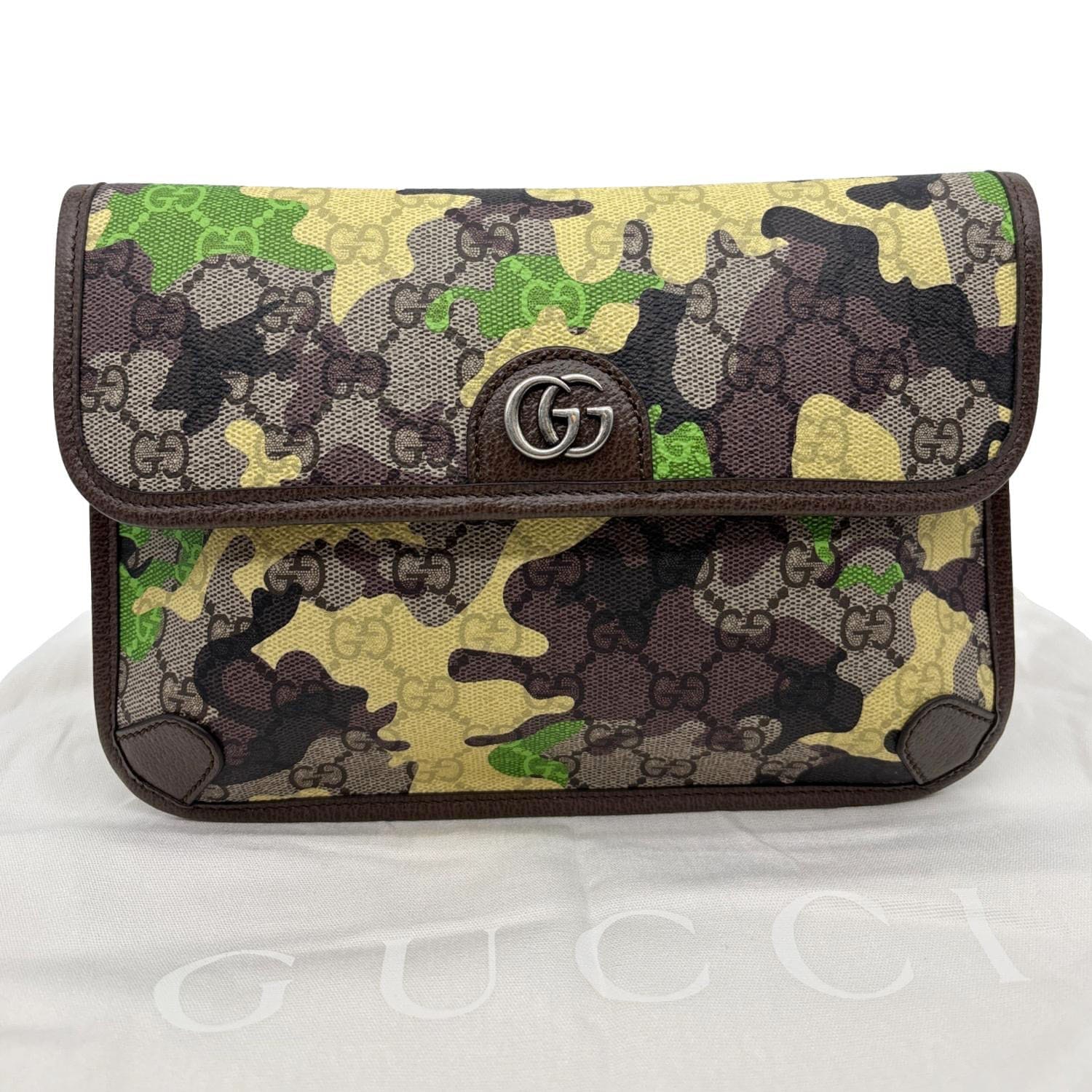 GUCCI Camouflage GG Supreme Canvas Belt Bag Green 752597