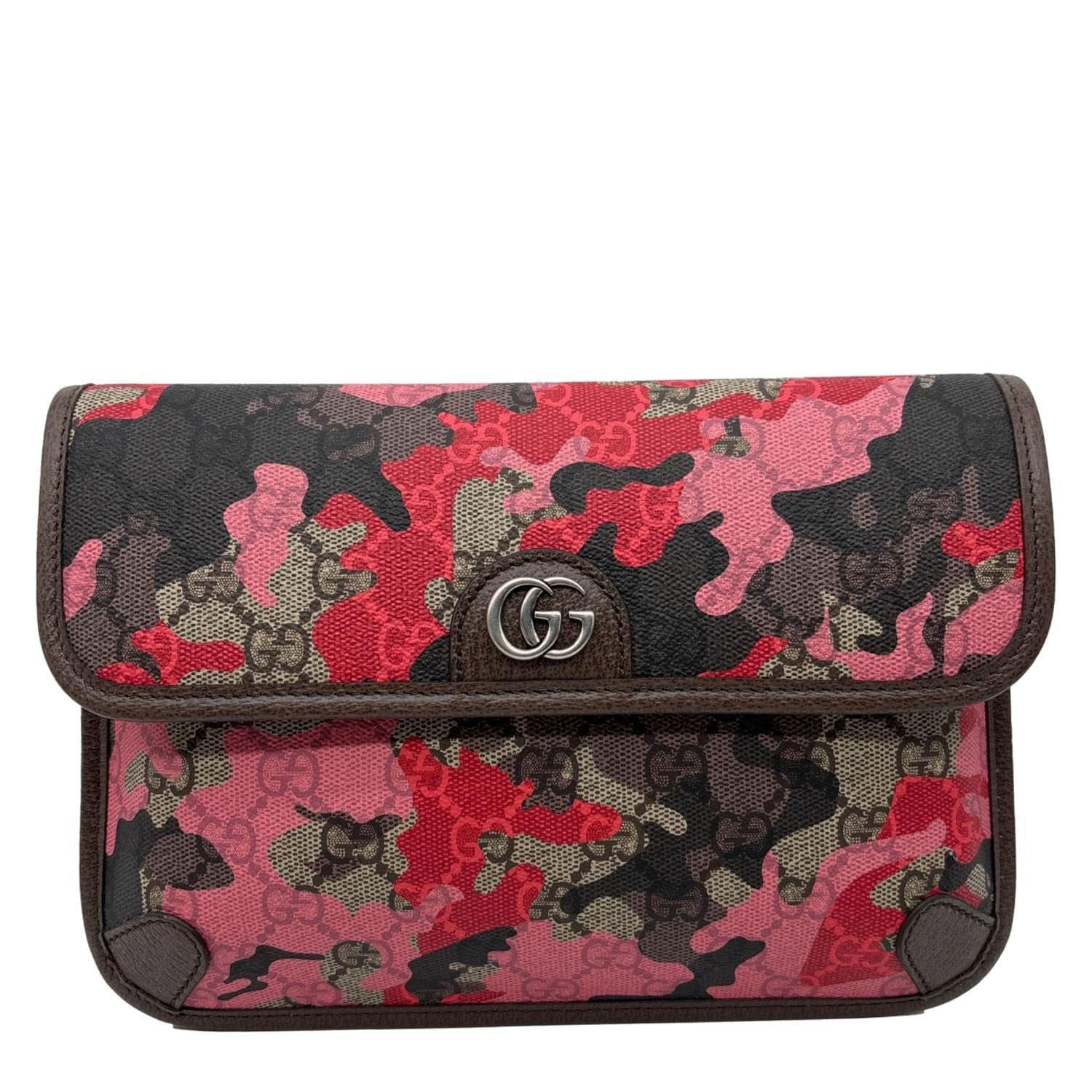 GUCCI Ophidia Camouflage GG Supreme Canvas Belt Bag Pink 752597