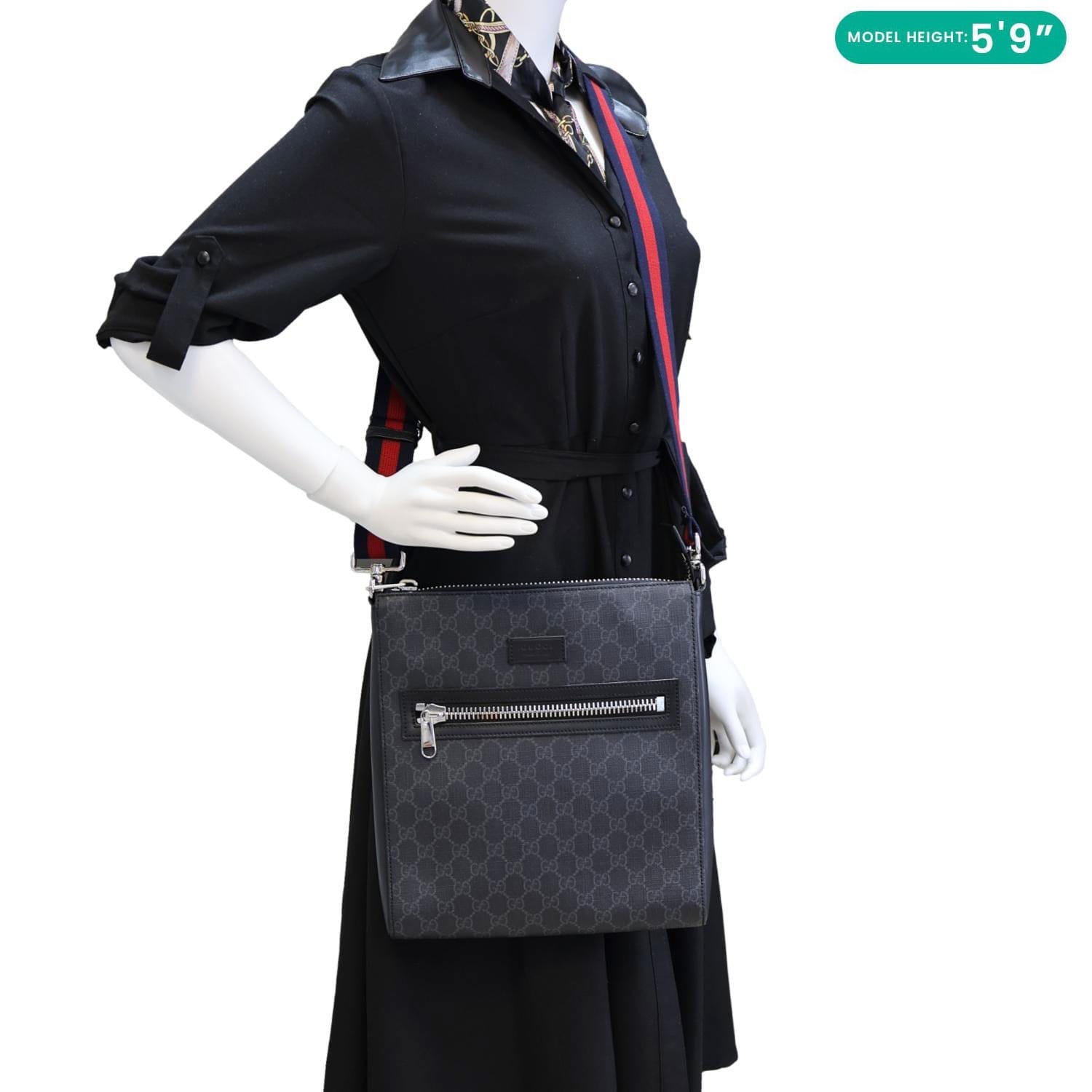 GUCCI GG Supreme Canvas Square Messenger Bag Black 474137