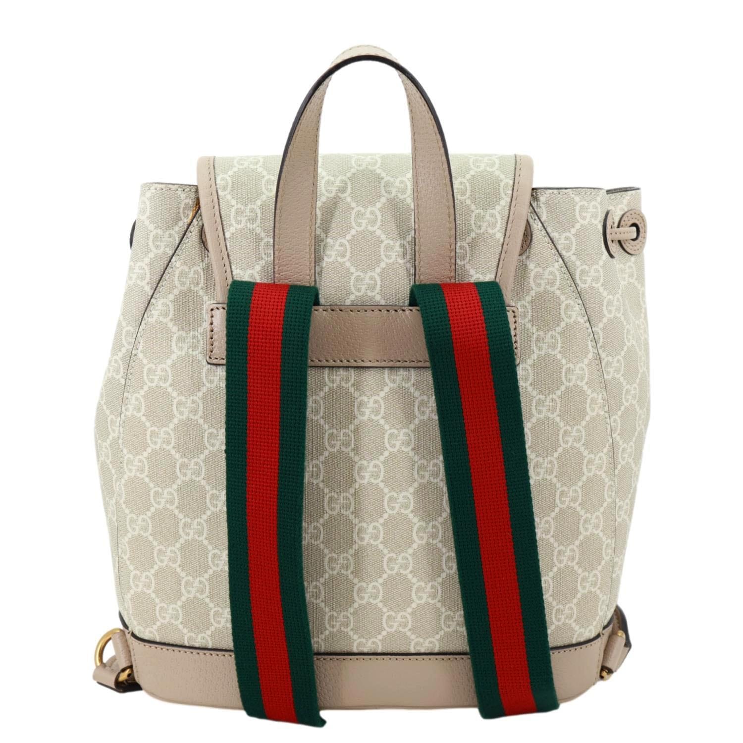 GUCCI Flap Interlocking G Patch GG Supreme Canvas Drawstring Backpack Off White 674147