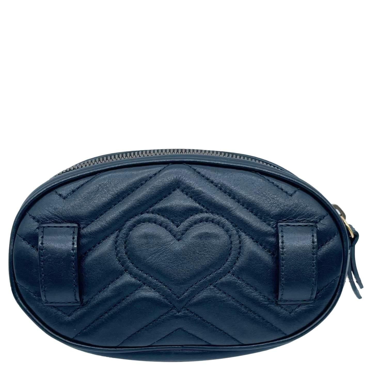 GUCCI GG Marmont Matelasse Leather Belt Bag Black 476434