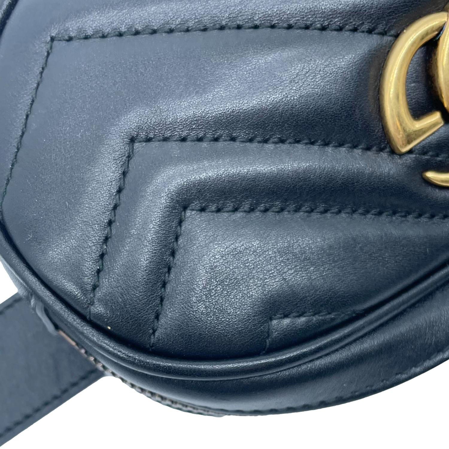 GUCCI GG Marmont Matelasse Leather Belt Bag Black 476434