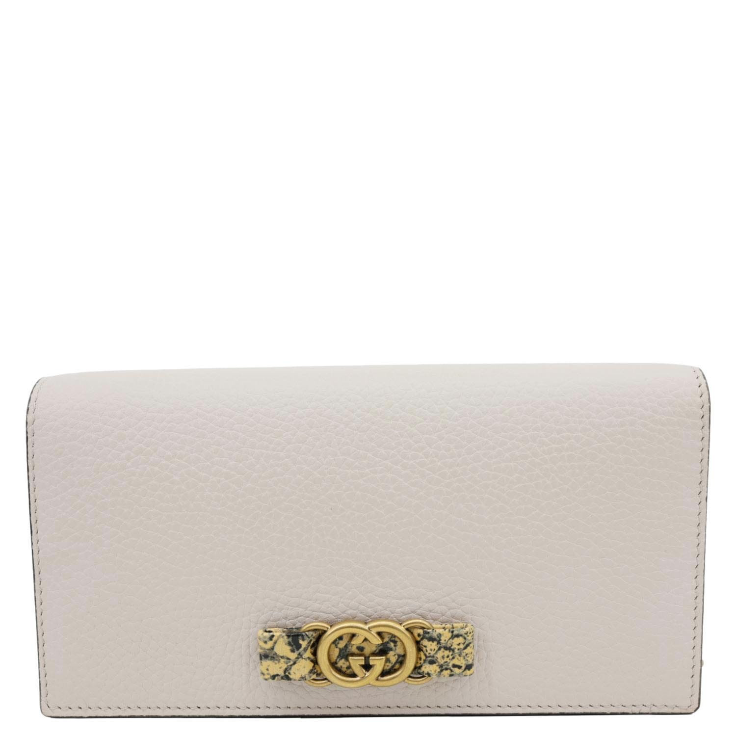 GUCCI Interlocking G Leather Chain Wallet Beige 746056
