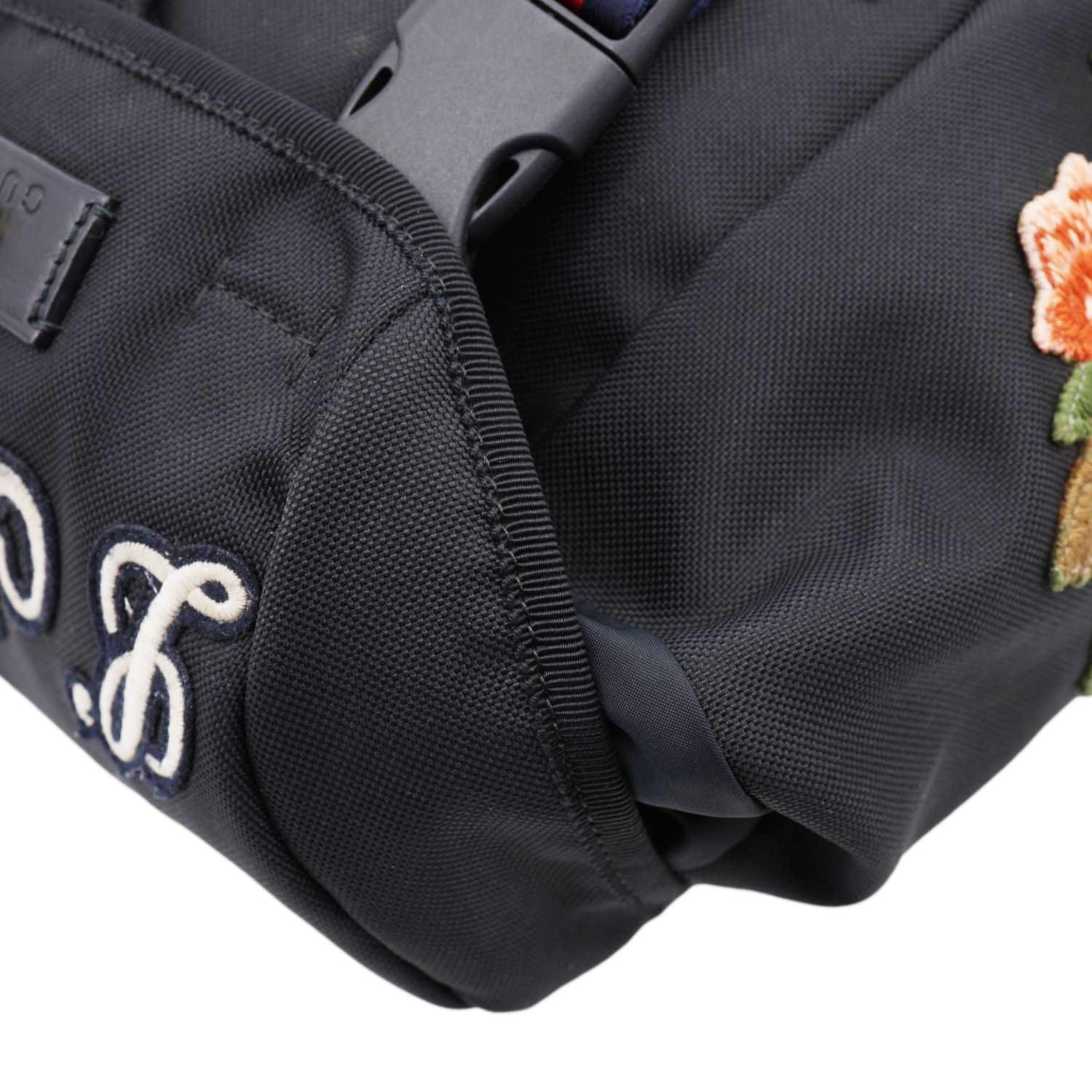 GUCCI L'Aveugle Par Amour Embroidered Techno Web Canvas Backpack Black 478327